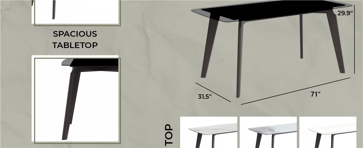 Krevor Series Modern Dining Table Silver Base, With 71 Clear Glass Top