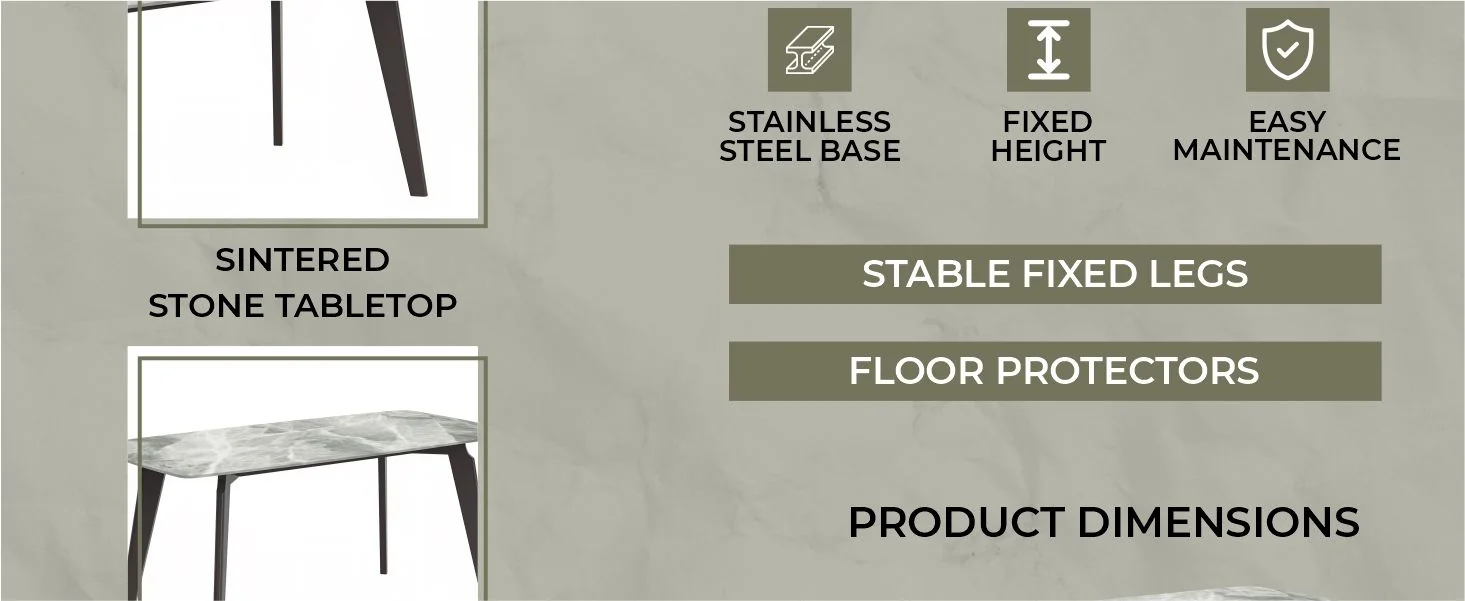 Krevor Series Modern Dining Table Silver Base, With 71 Light Grey Sintered Stone Top