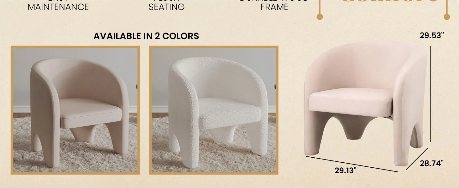 Lylo Collection Modern Accent Chair In Beige Velvet