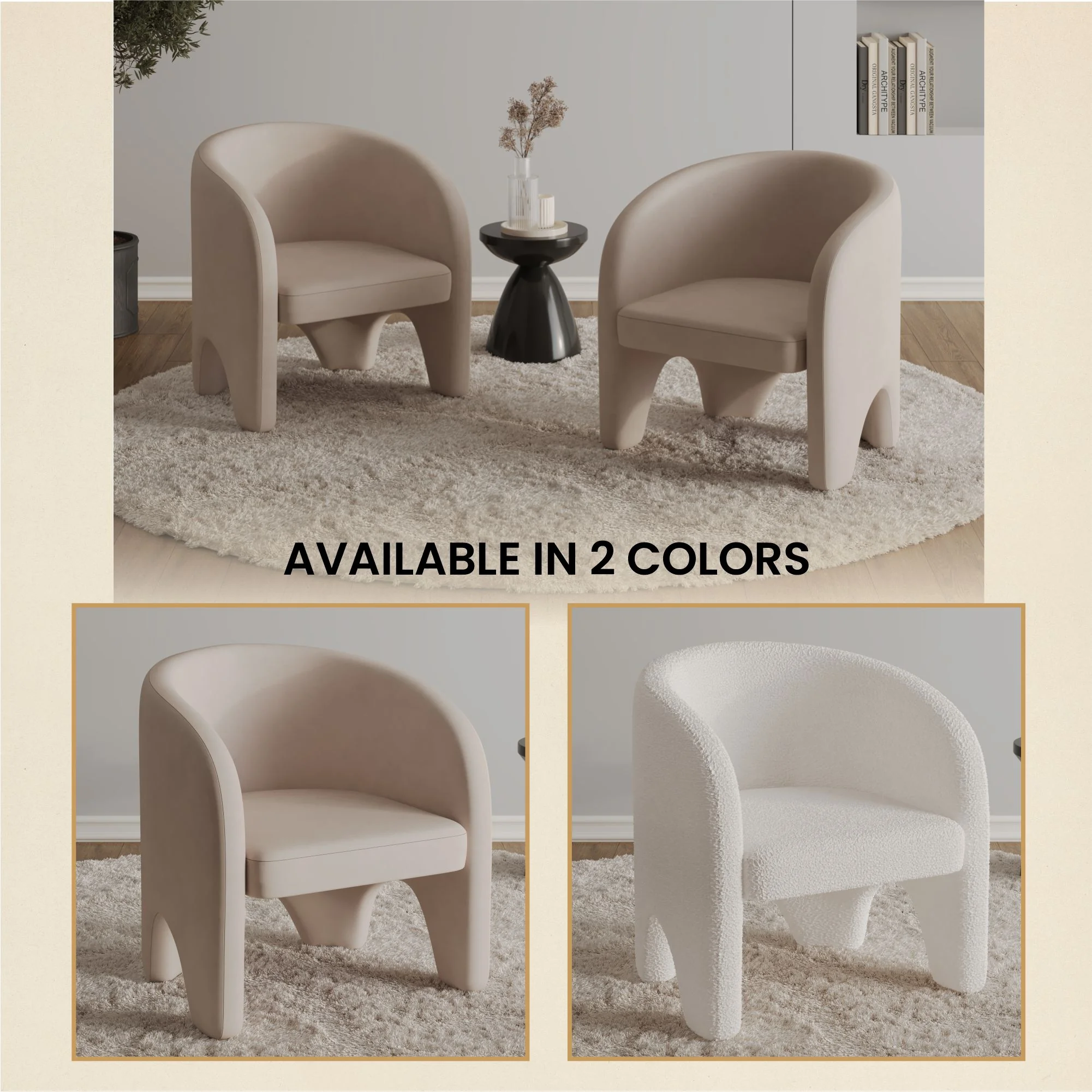 Lylo Collection Modern Accent Chair In Beige Velvet