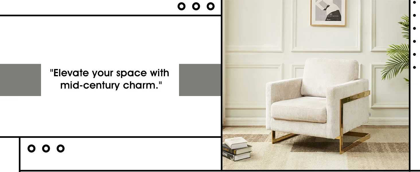 Lincoln Boucle Fabric Accent Armchair with Gold Stainless Steel Frame and Removable Back Cushion in Grey