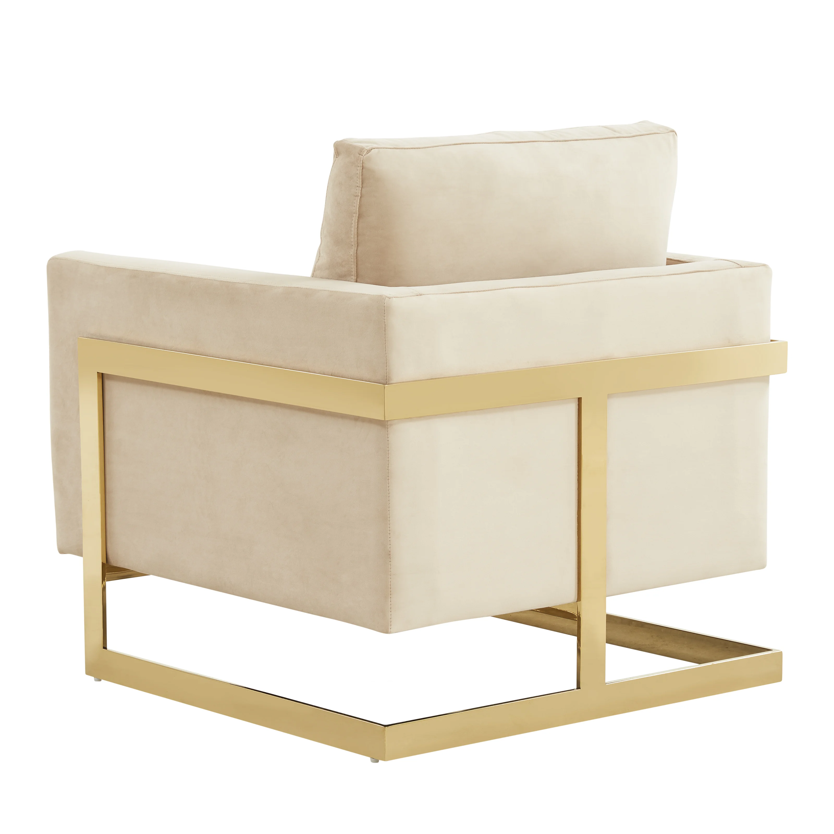 Lincoln Velvet Accent Armchair With Gold Frame