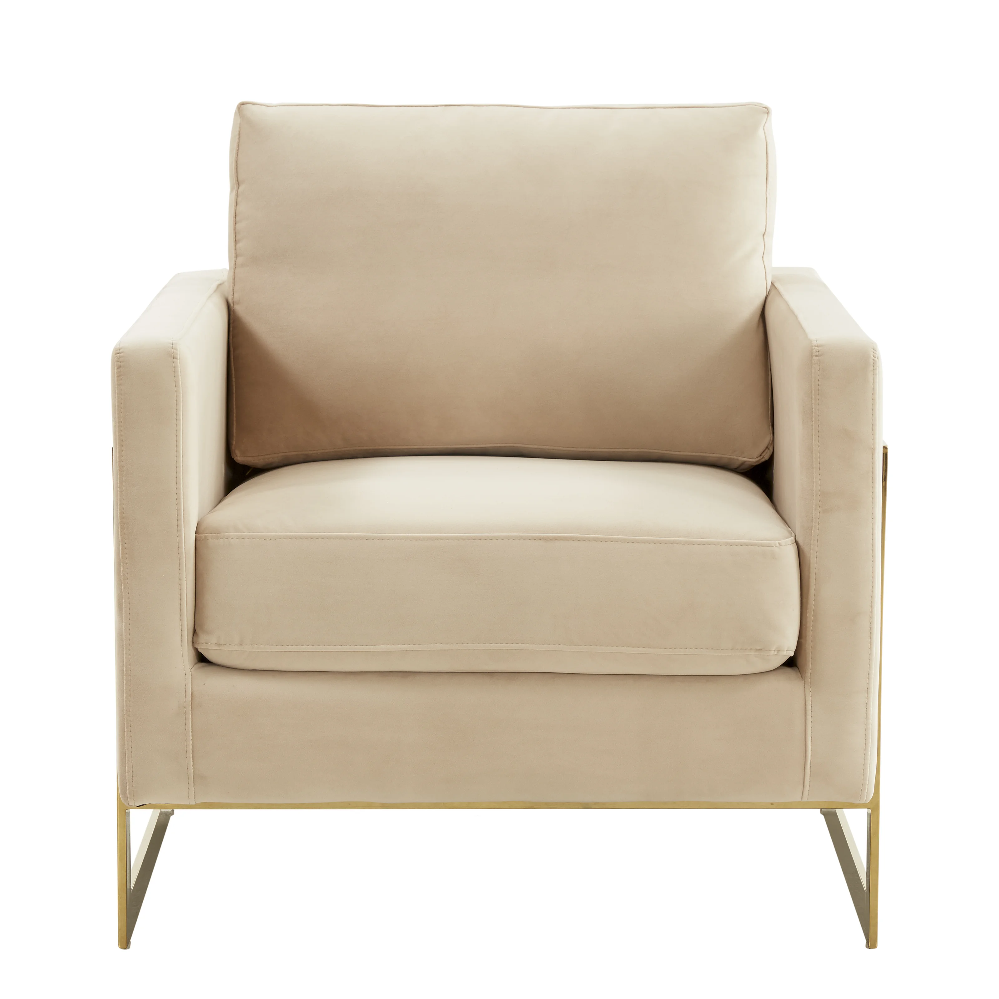 Lincoln Velvet Accent Armchair With Gold Frame