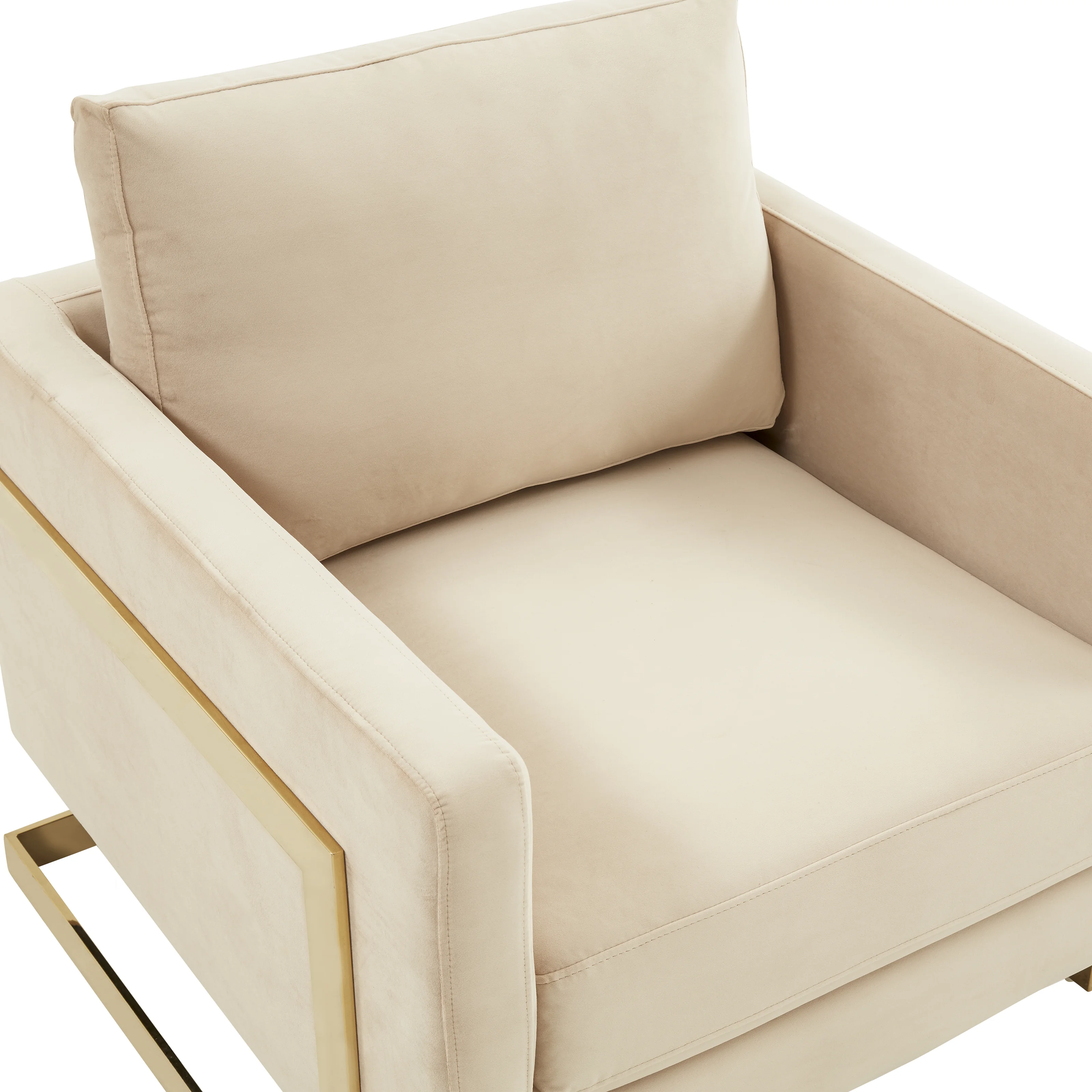 Lincoln Velvet Accent Armchair With Gold Frame