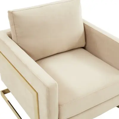 Lincoln Velvet Accent Armchair With Gold Frame