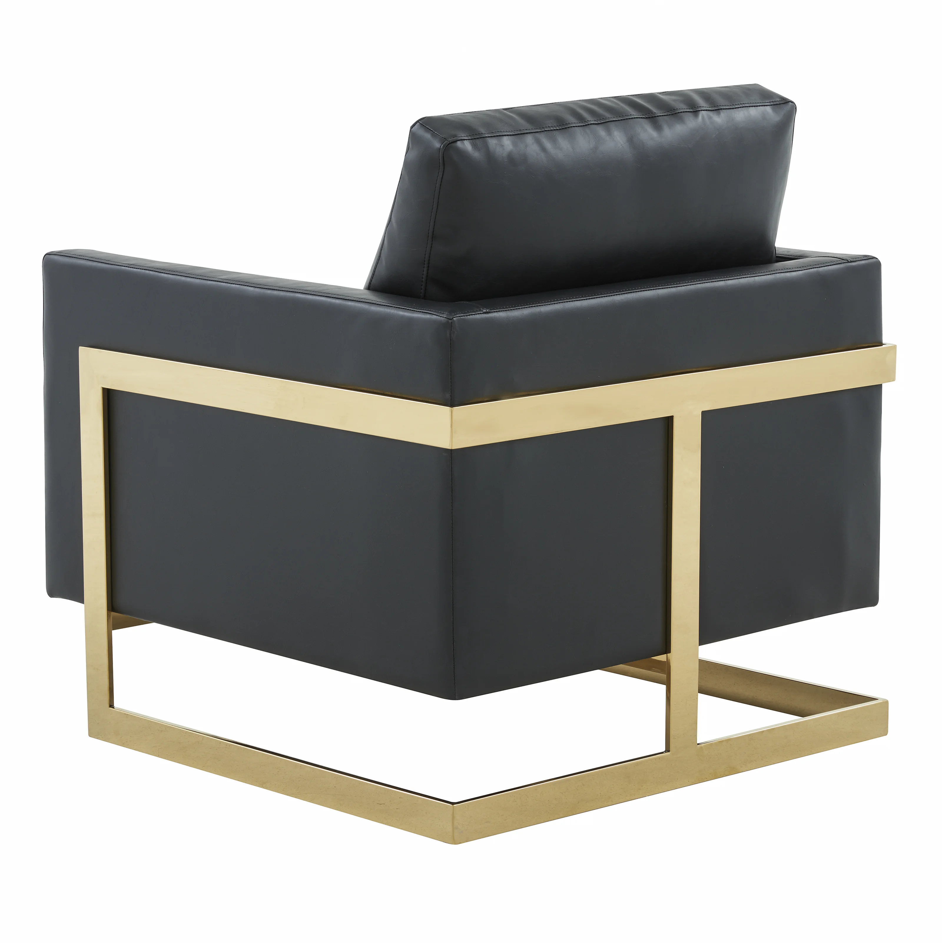 Lincoln Leather Accent Armchair With Gold Frame