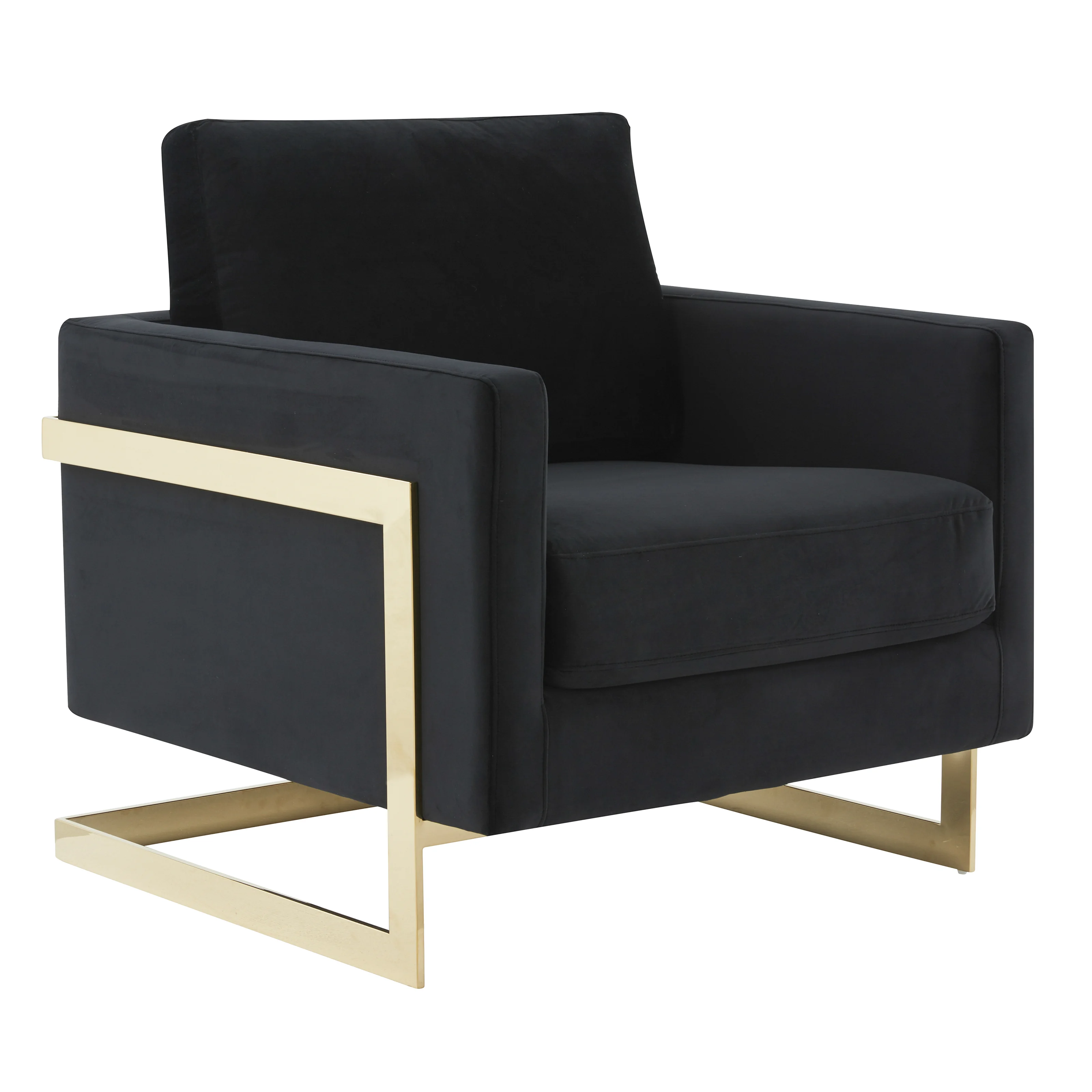 Lincoln Velvet Accent Armchair With Gold Frame