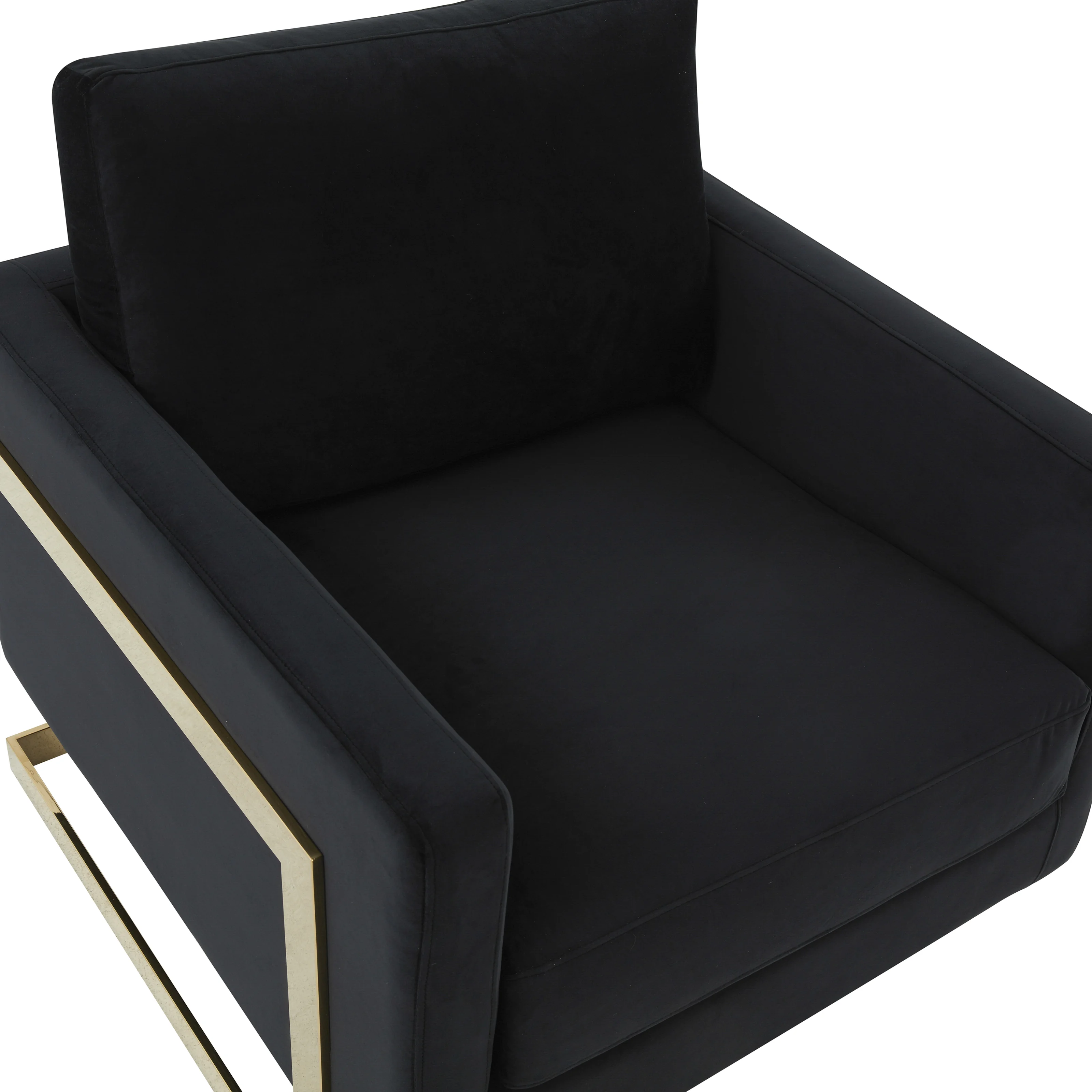 Lincoln Velvet Accent Armchair With Gold Frame
