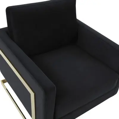 Lincoln Velvet Accent Armchair With Gold Frame