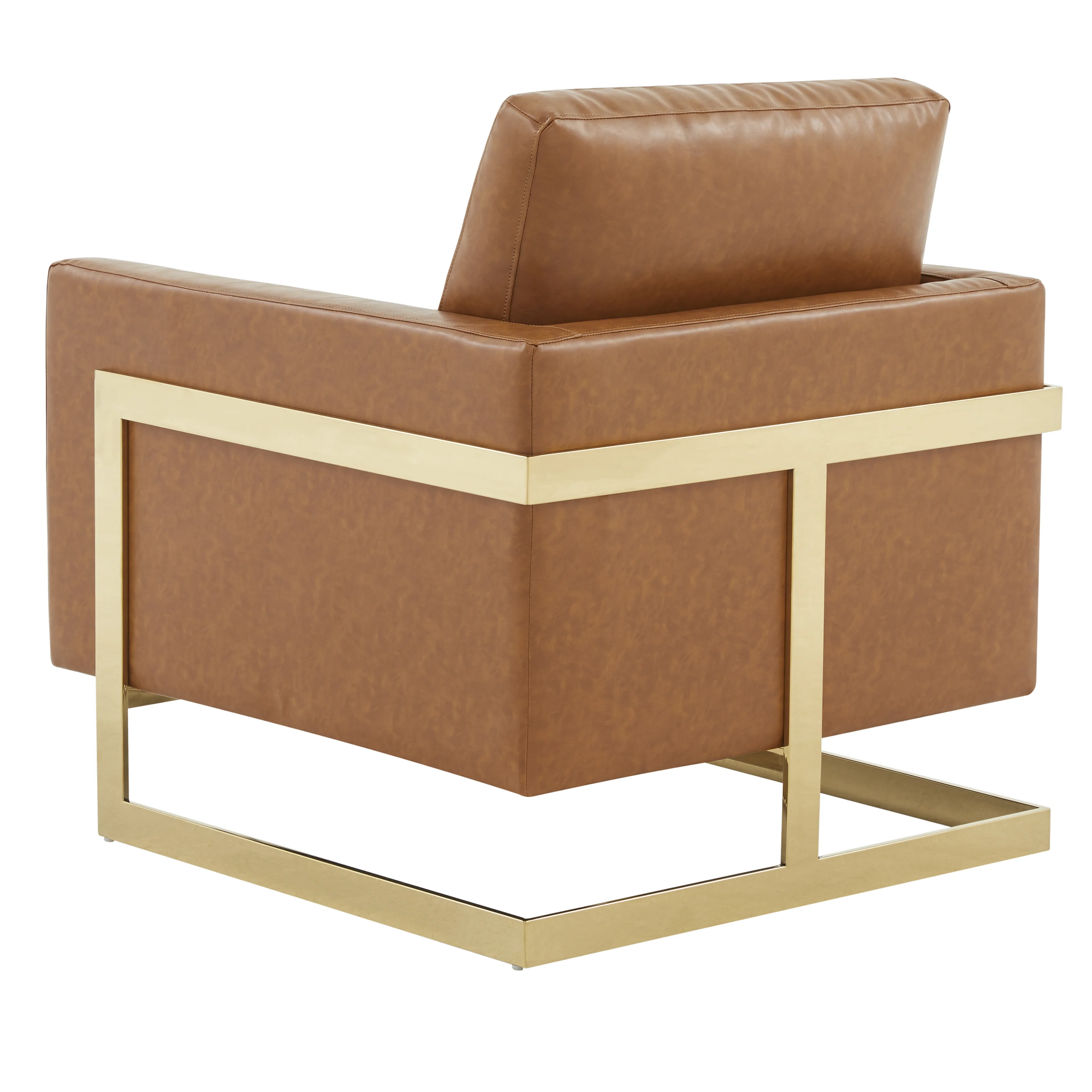 Lincoln Leather Accent Armchair With Gold Frame