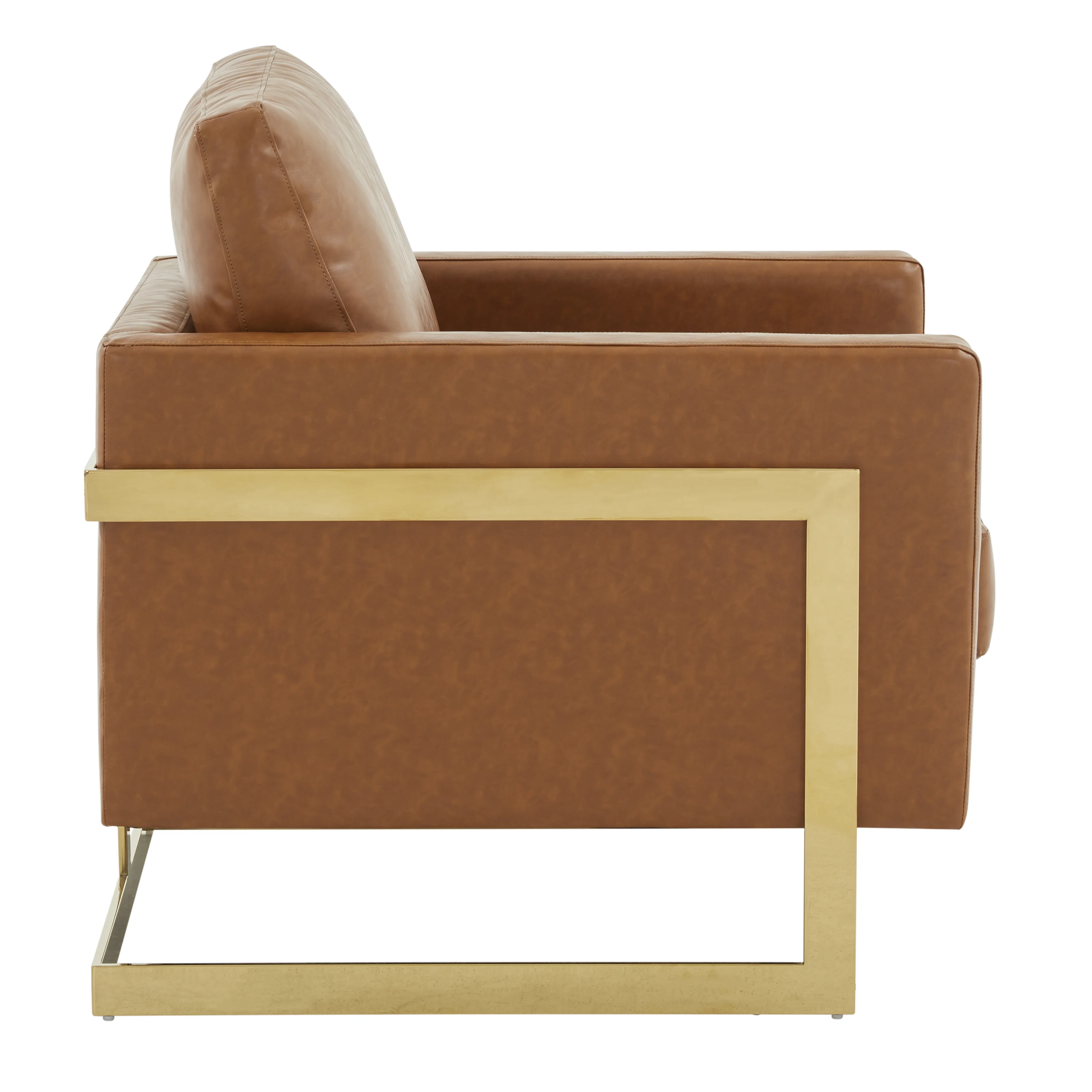 Lincoln Leather Accent Armchair With Gold Frame