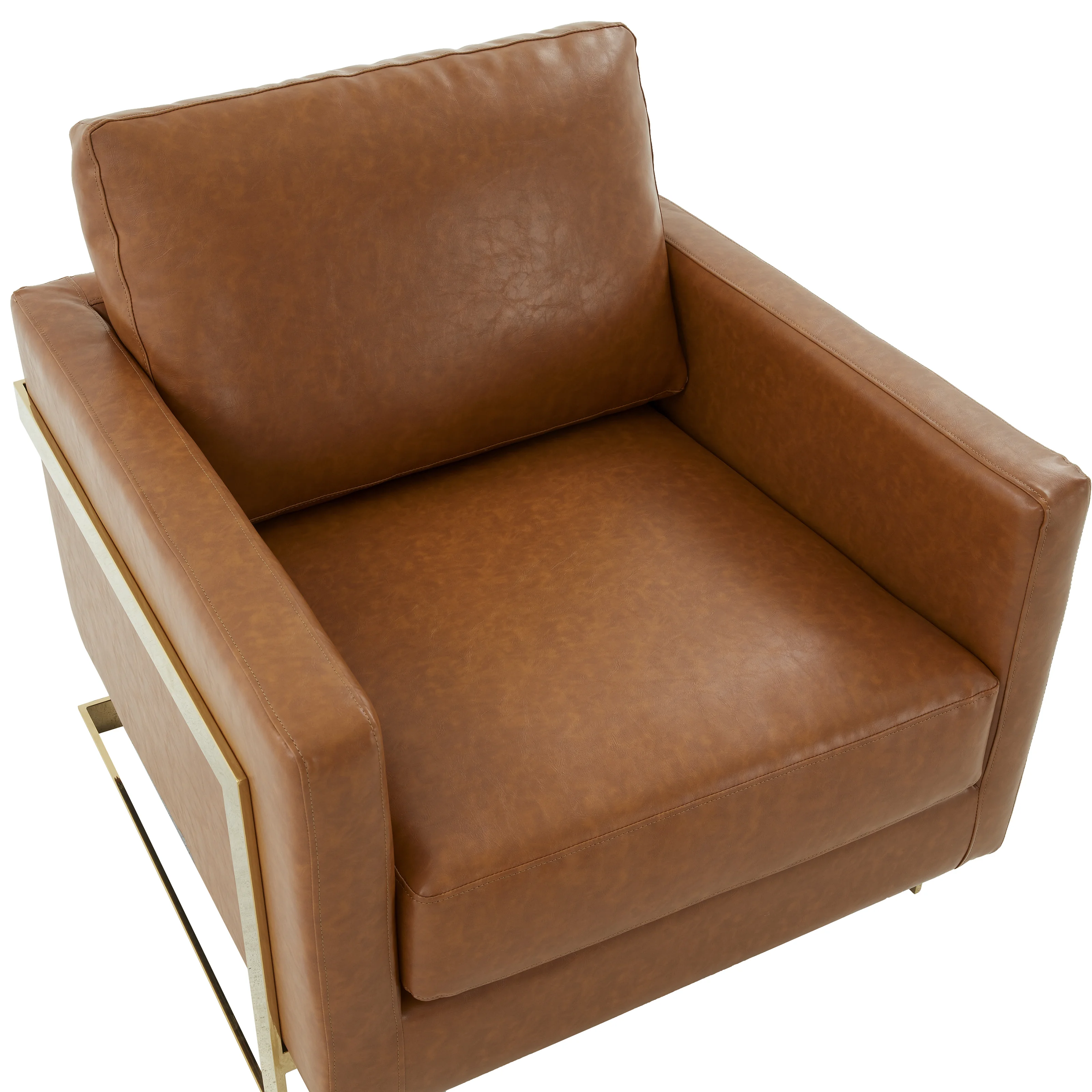 Lincoln Leather Accent Armchair With Gold Frame