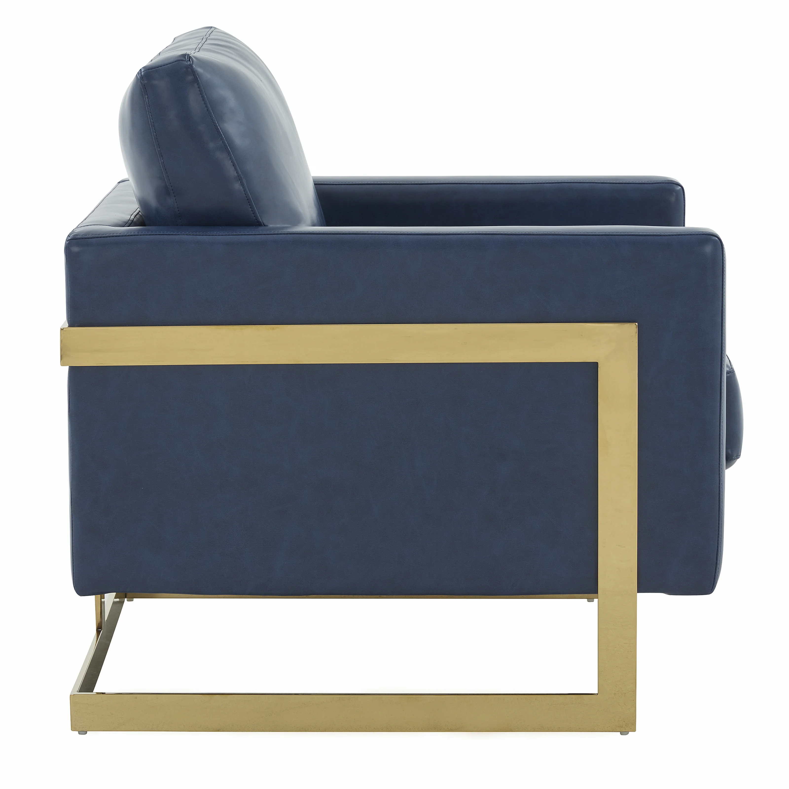 Lincoln Leather Accent Armchair With Gold Frame