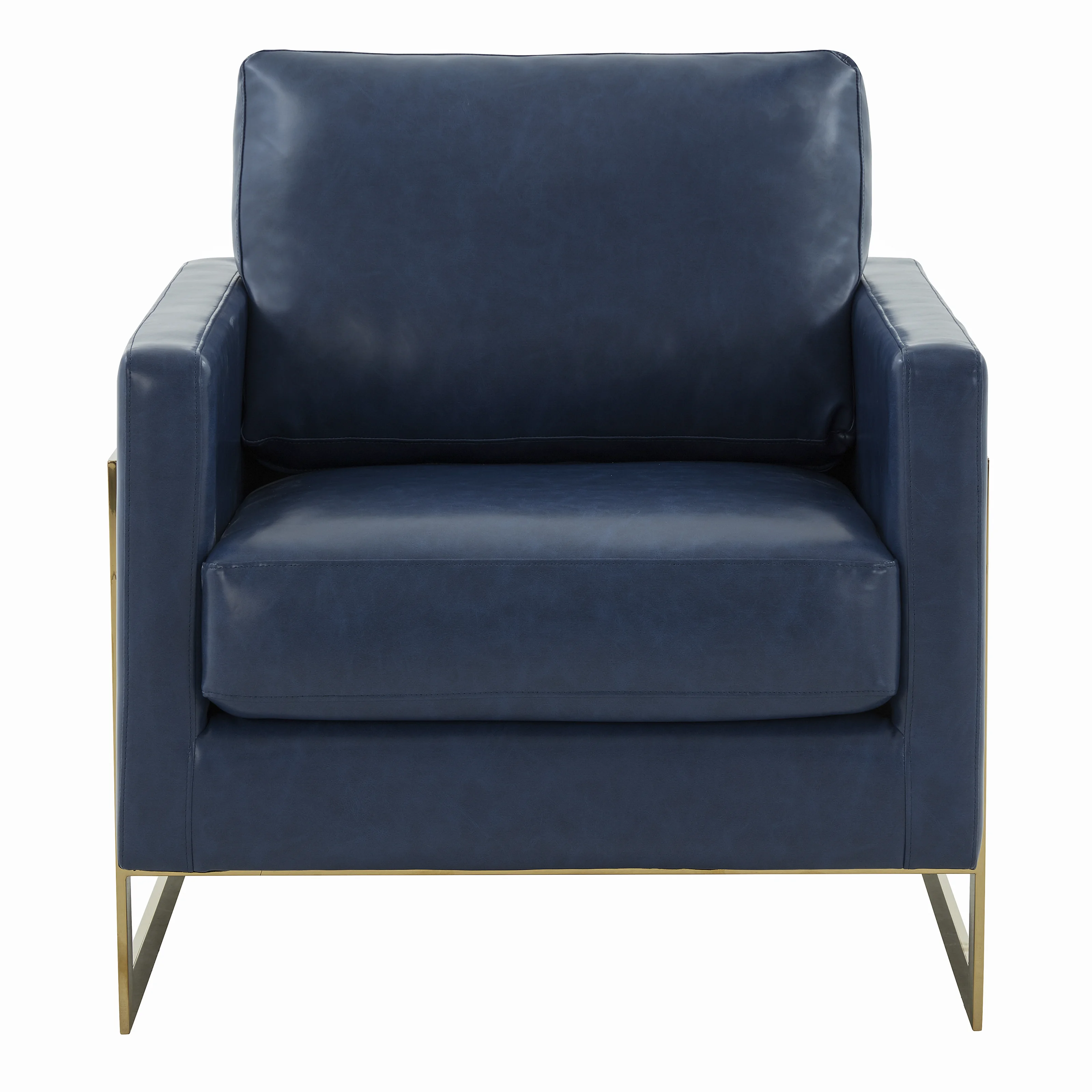 Lincoln Leather Accent Armchair With Gold Frame