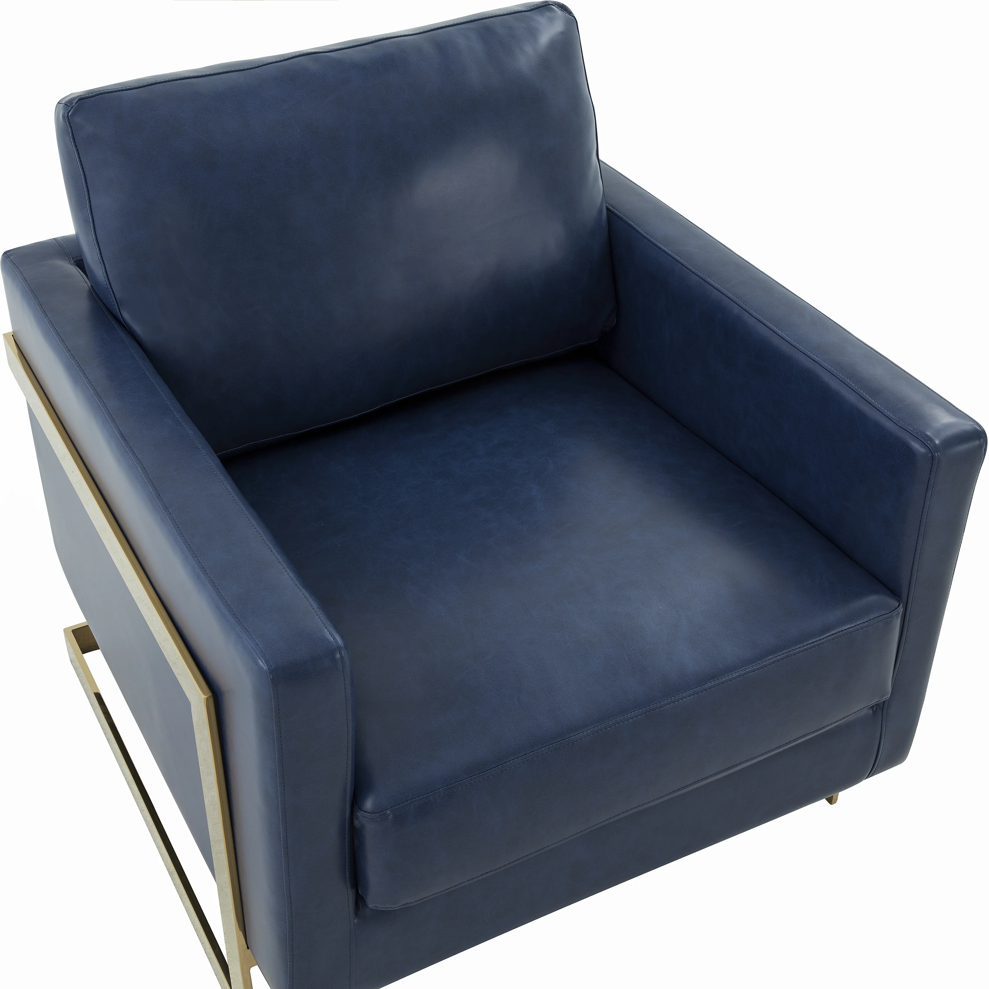Lincoln Leather Accent Armchair With Gold Frame