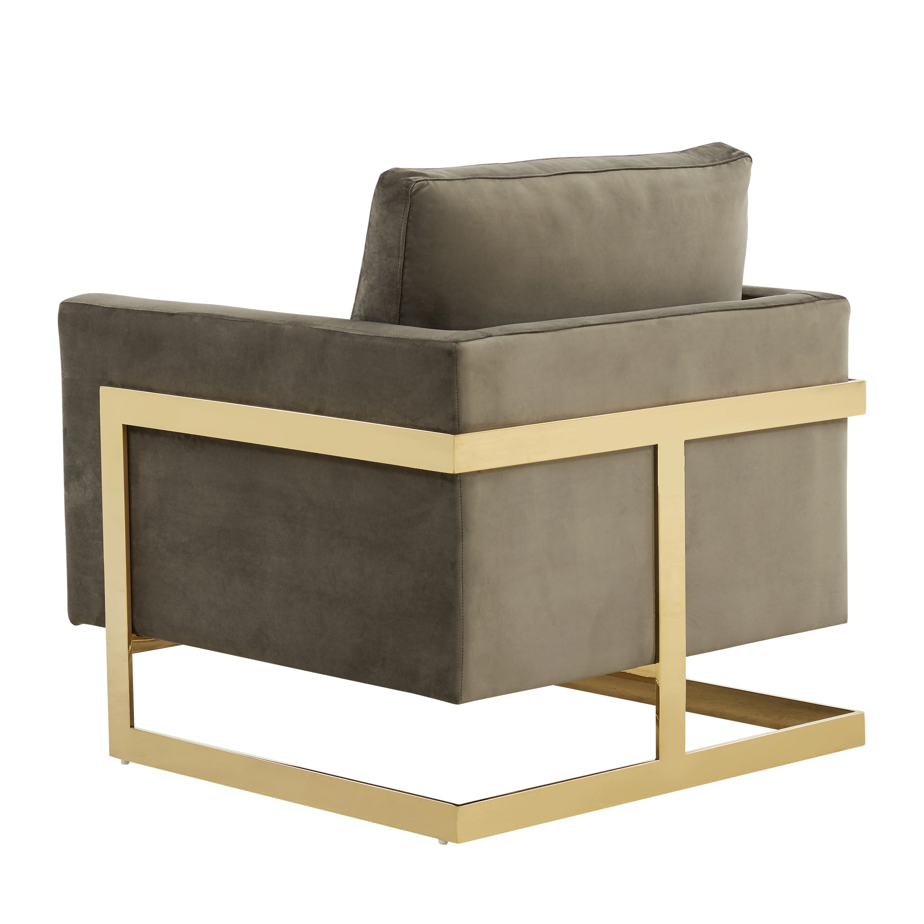 Lincoln Velvet Accent Armchair With Gold Frame