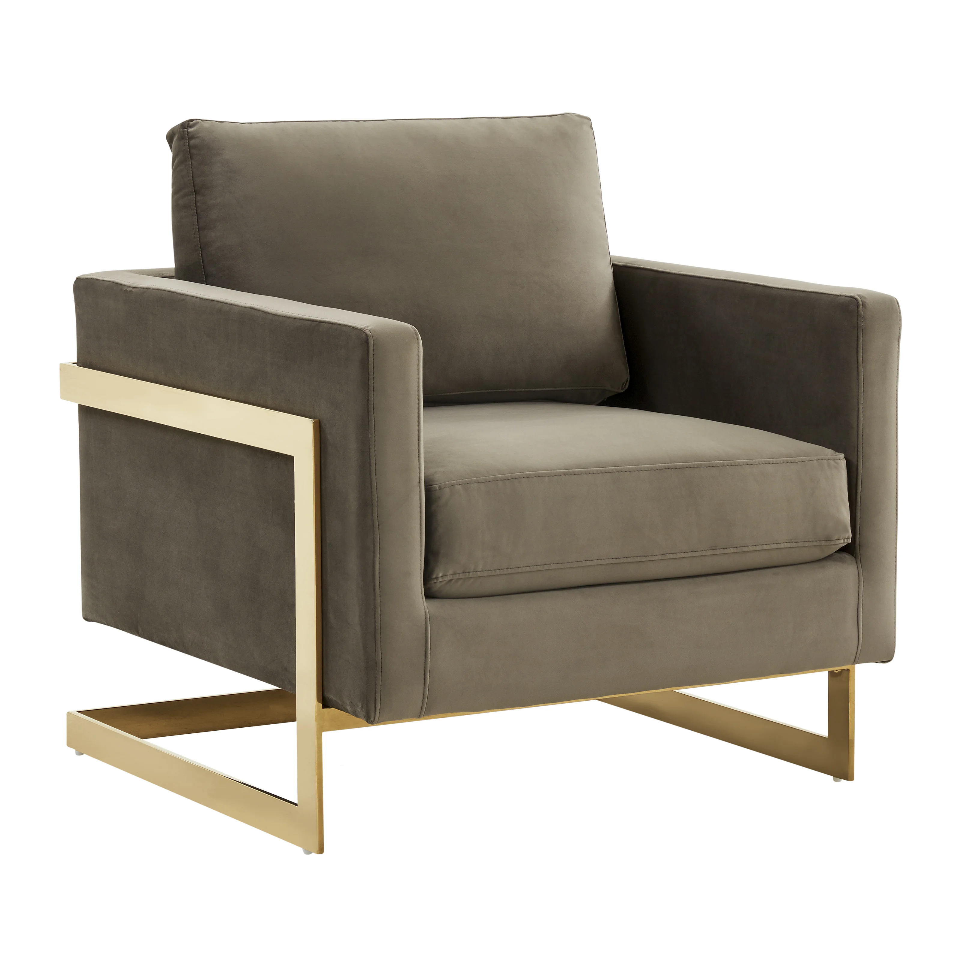 Lincoln Velvet Accent Armchair With Gold Frame