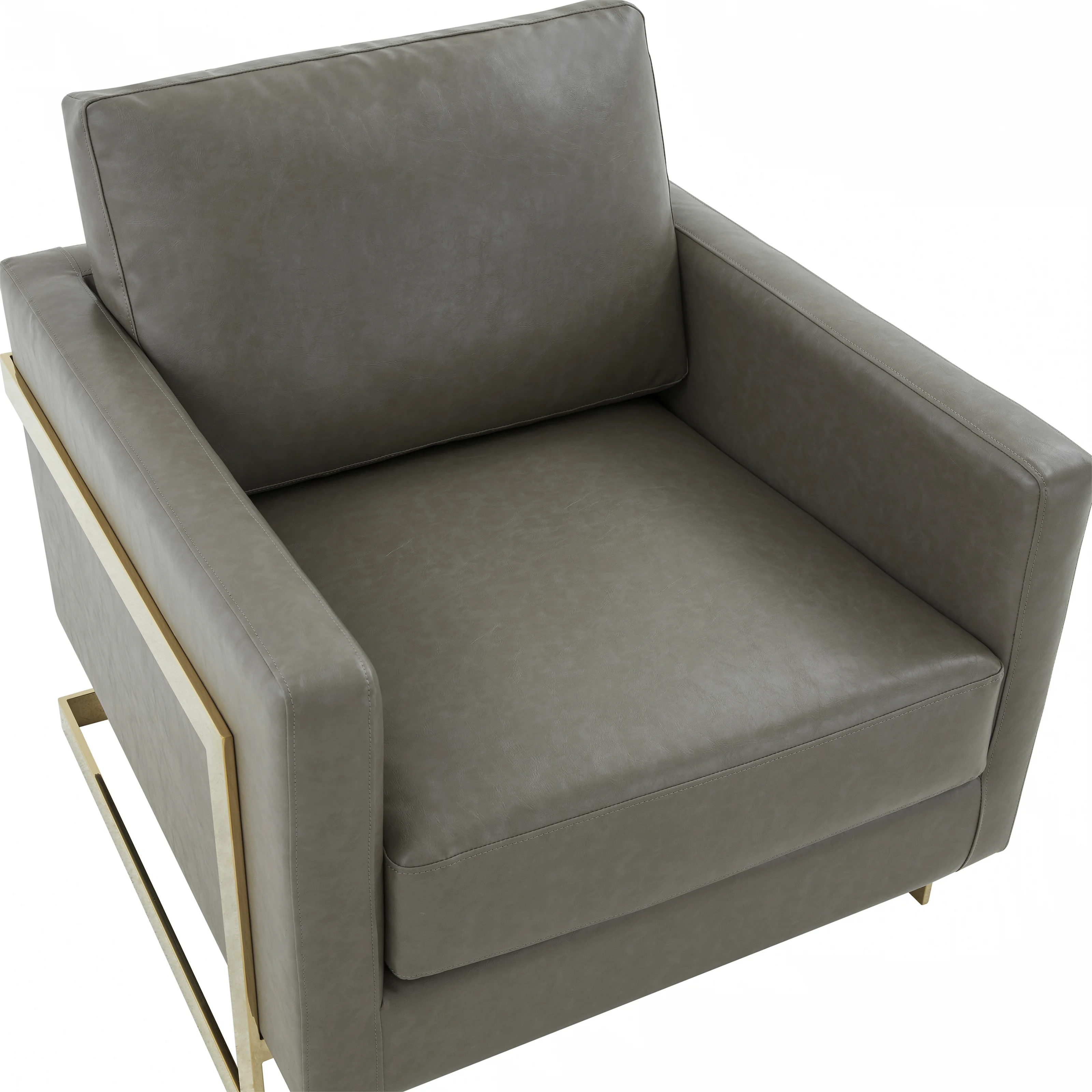 Lincoln Leather Accent Armchair With Gold Frame