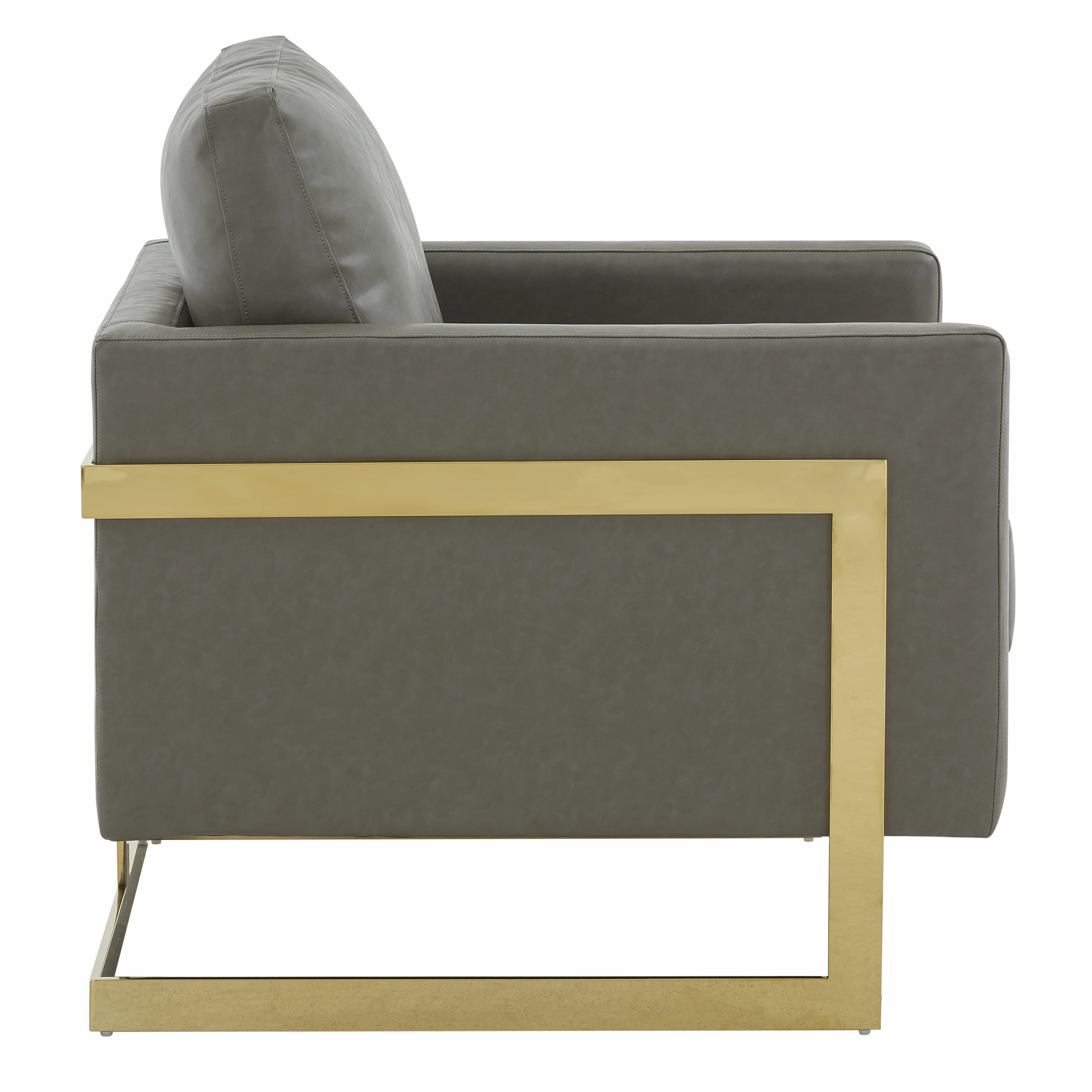Lincoln Leather Accent Armchair With Gold Frame