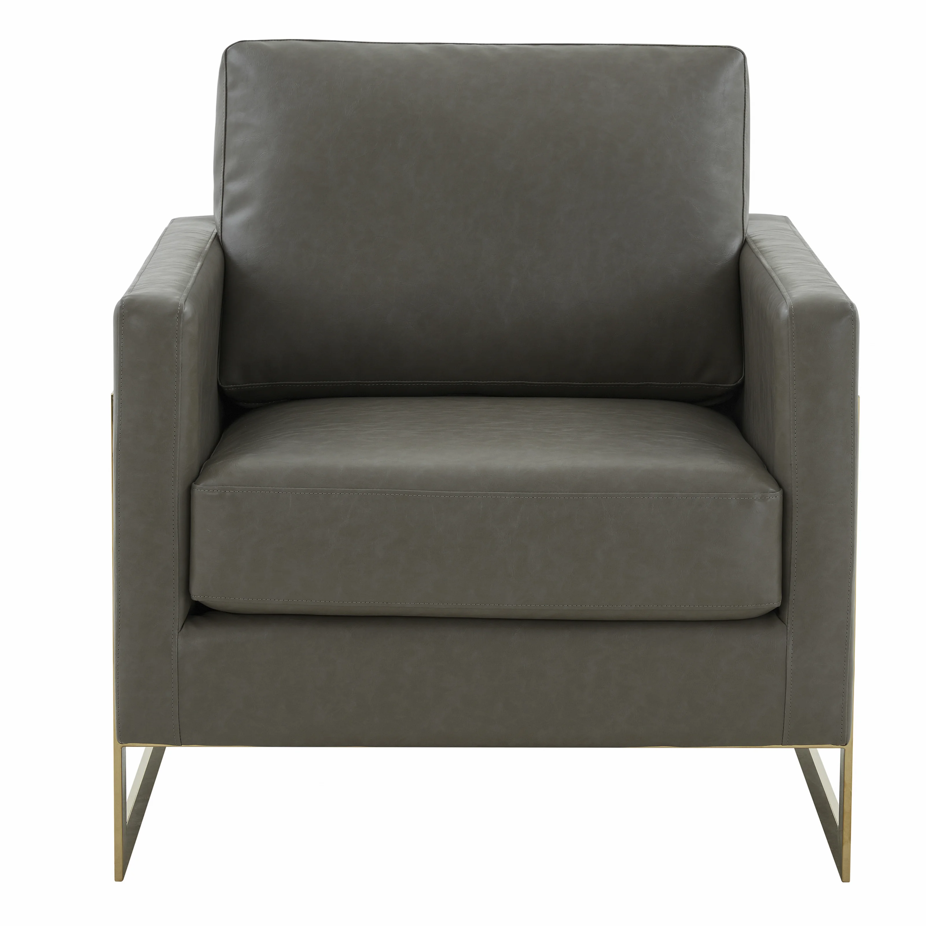 Lincoln Leather Accent Armchair With Gold Frame