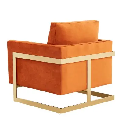 Lincoln Velvet Accent Armchair With Gold Frame