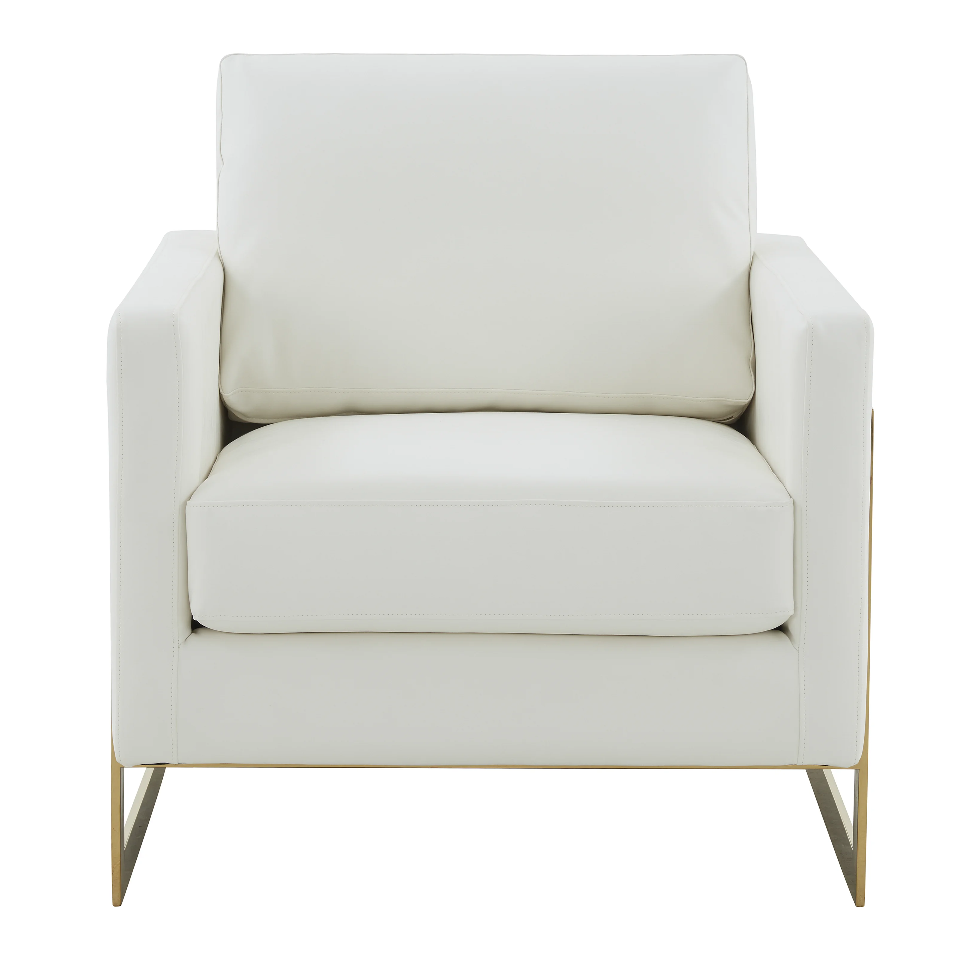 Lincoln Leather Accent Armchair With Gold Frame