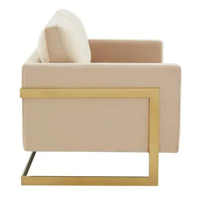Lincoln Modern Mid-Century Upholstered Velvet Loveseat with Gold Frame