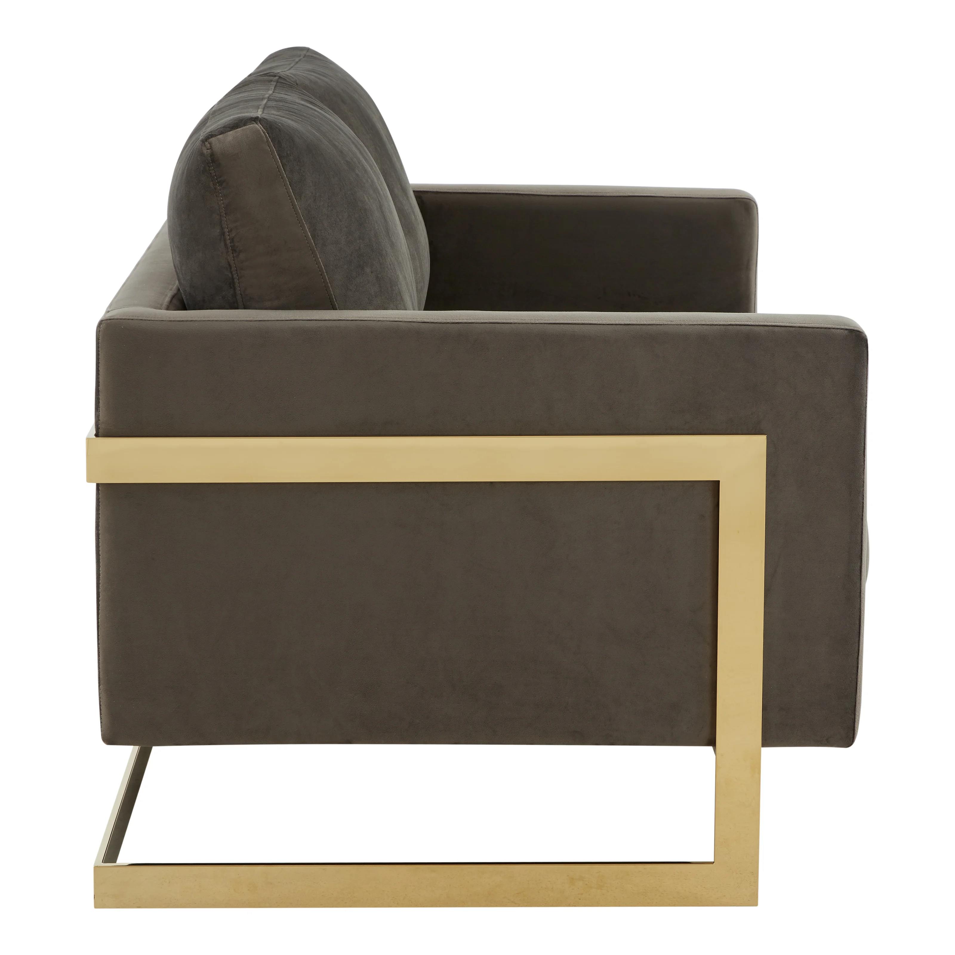 Lincoln Modern Mid-Century Upholstered Velvet Loveseat with Gold Frame