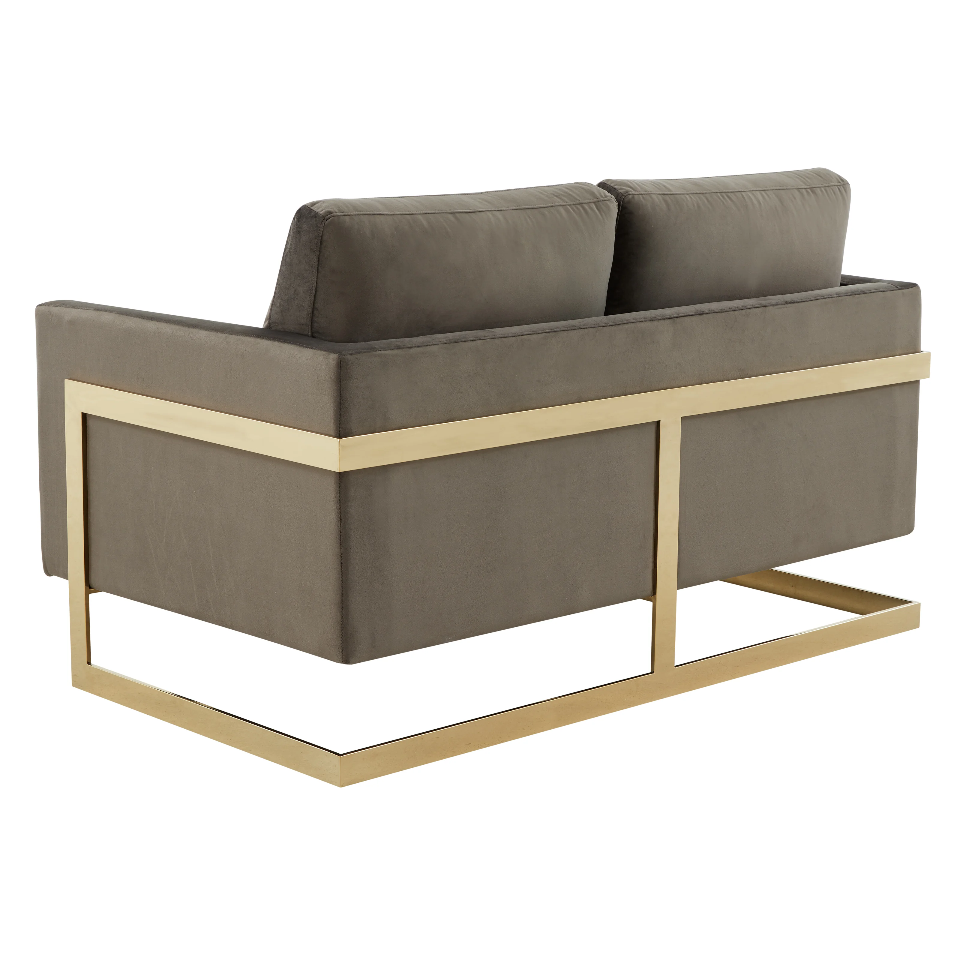 Lincoln Modern Mid-Century Upholstered Velvet Loveseat with Gold Frame