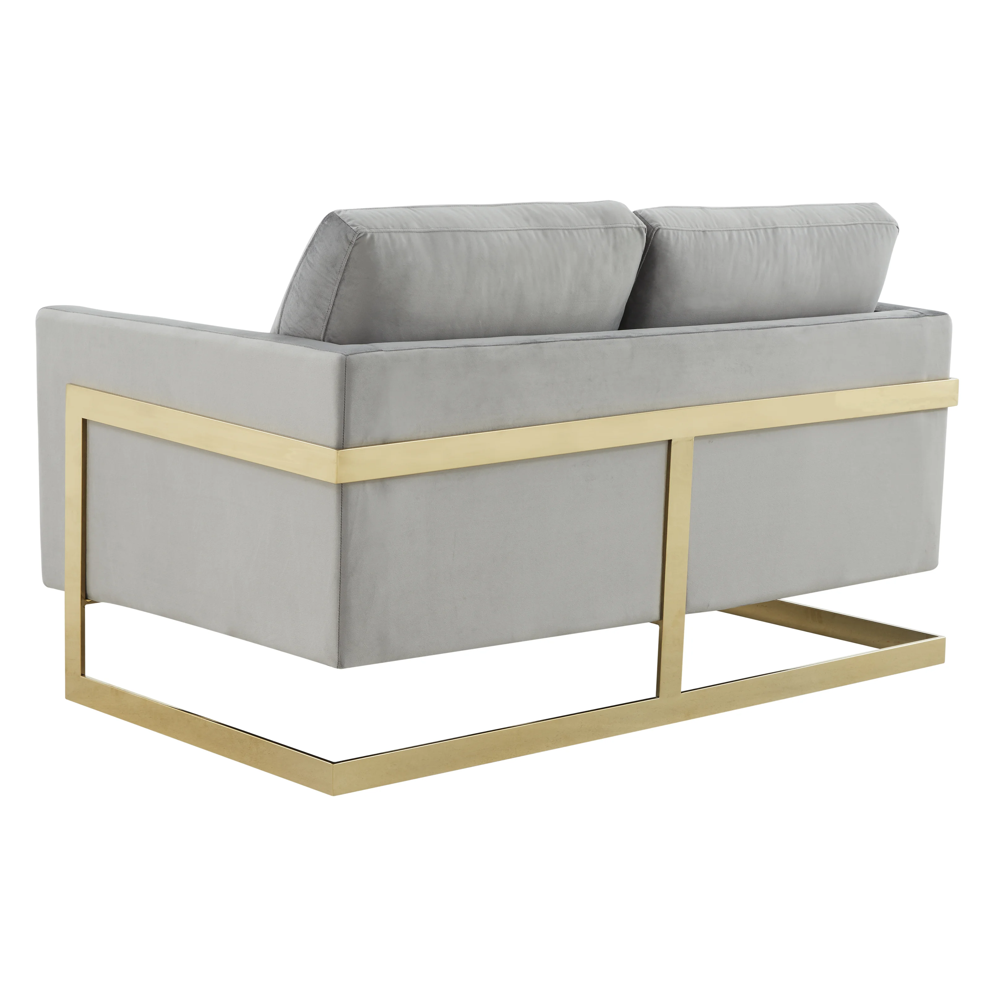 Lincoln Modern Mid-Century Upholstered Velvet Loveseat with Gold Frame