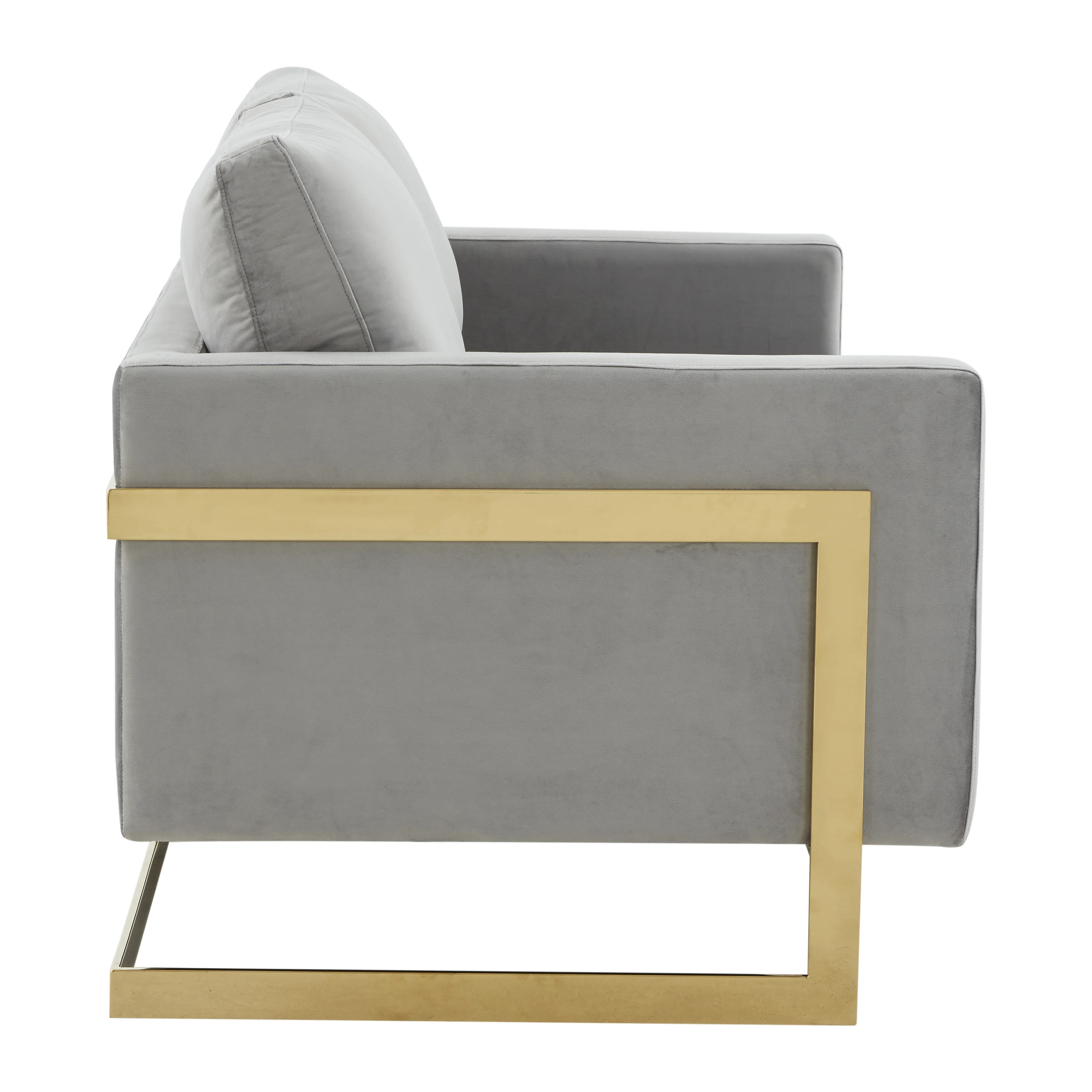 Lincoln Modern Mid-Century Upholstered Velvet Loveseat with Gold Frame
