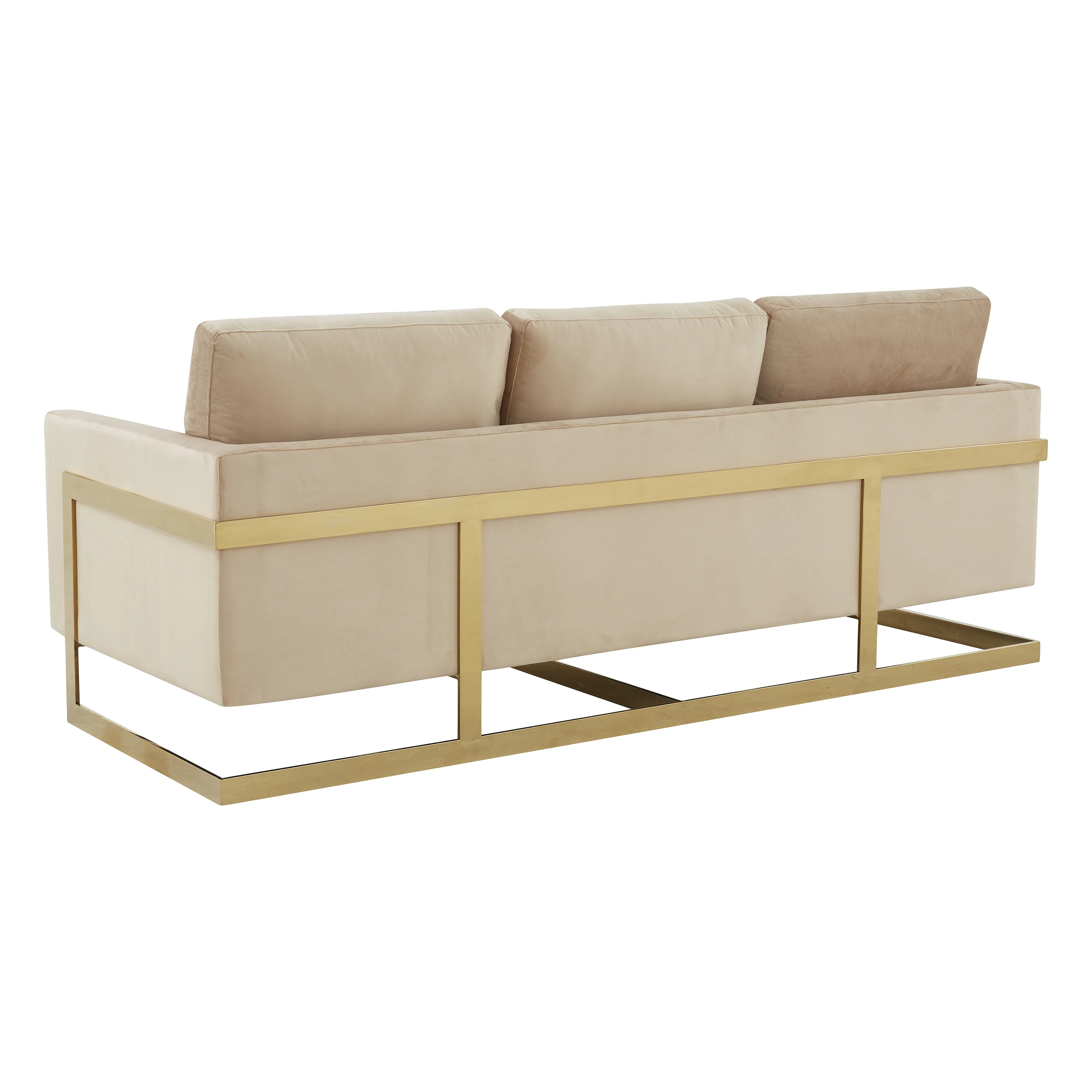 Lincoln Modern Mid-Century Upholstered Velvet Sofa with Gold Frame