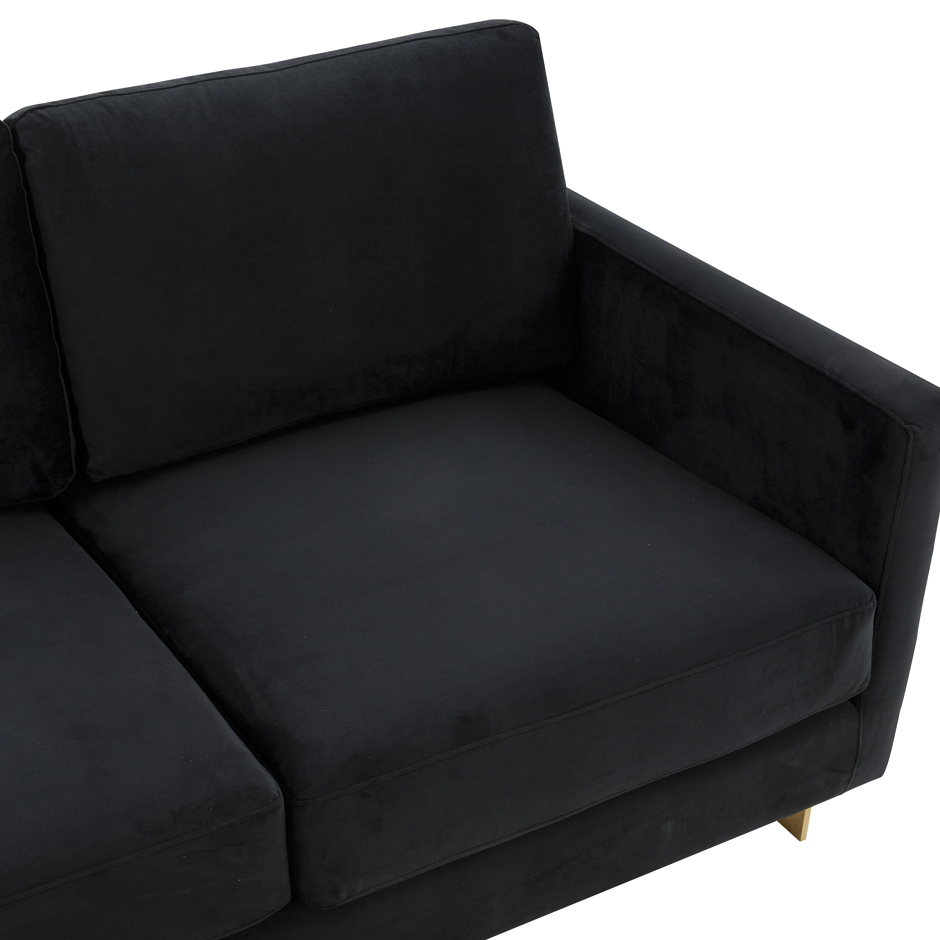Lincoln Modern Mid-Century Upholstered Velvet Sofa with Gold Frame