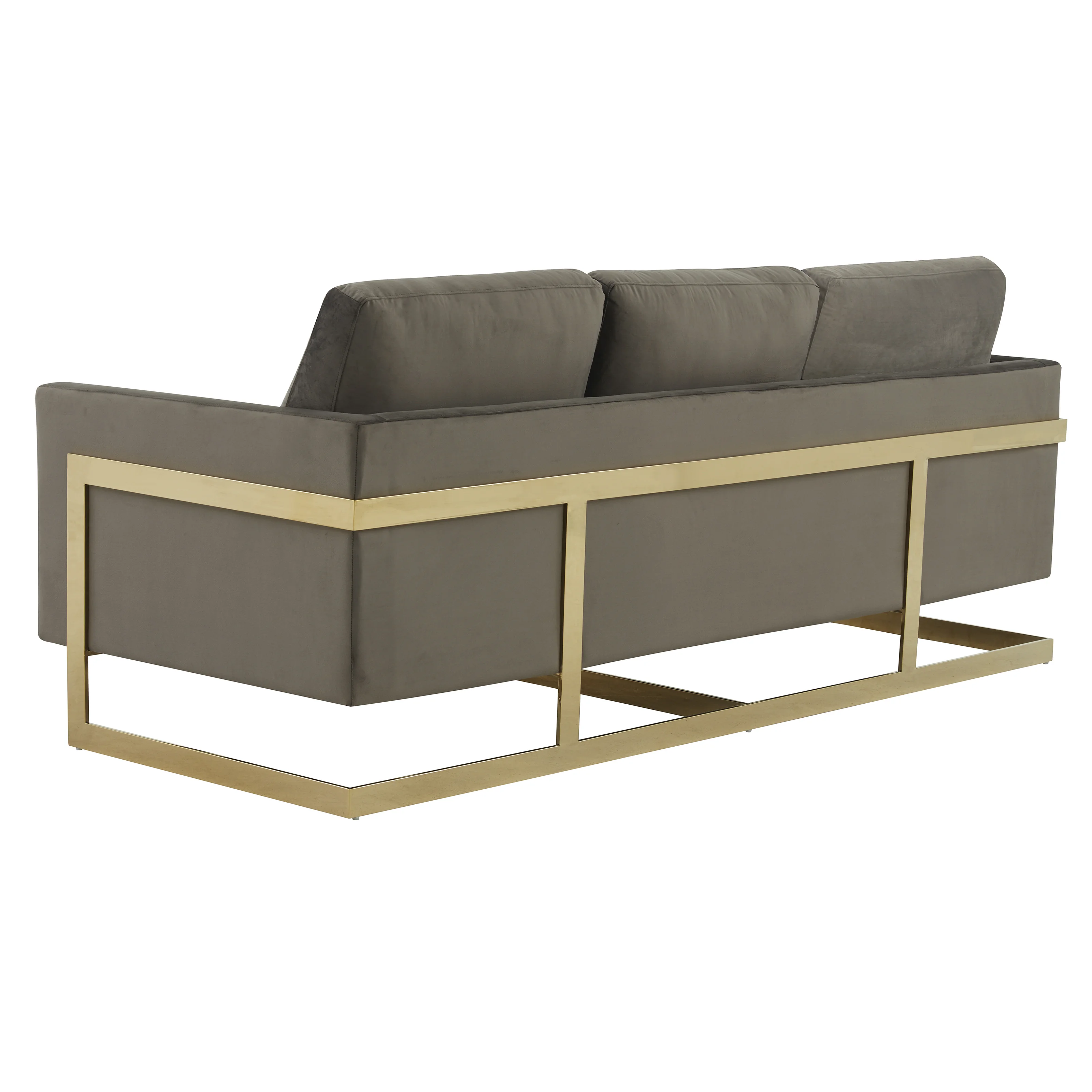 Lincoln Modern Mid-Century Upholstered Velvet Sofa with Gold Frame