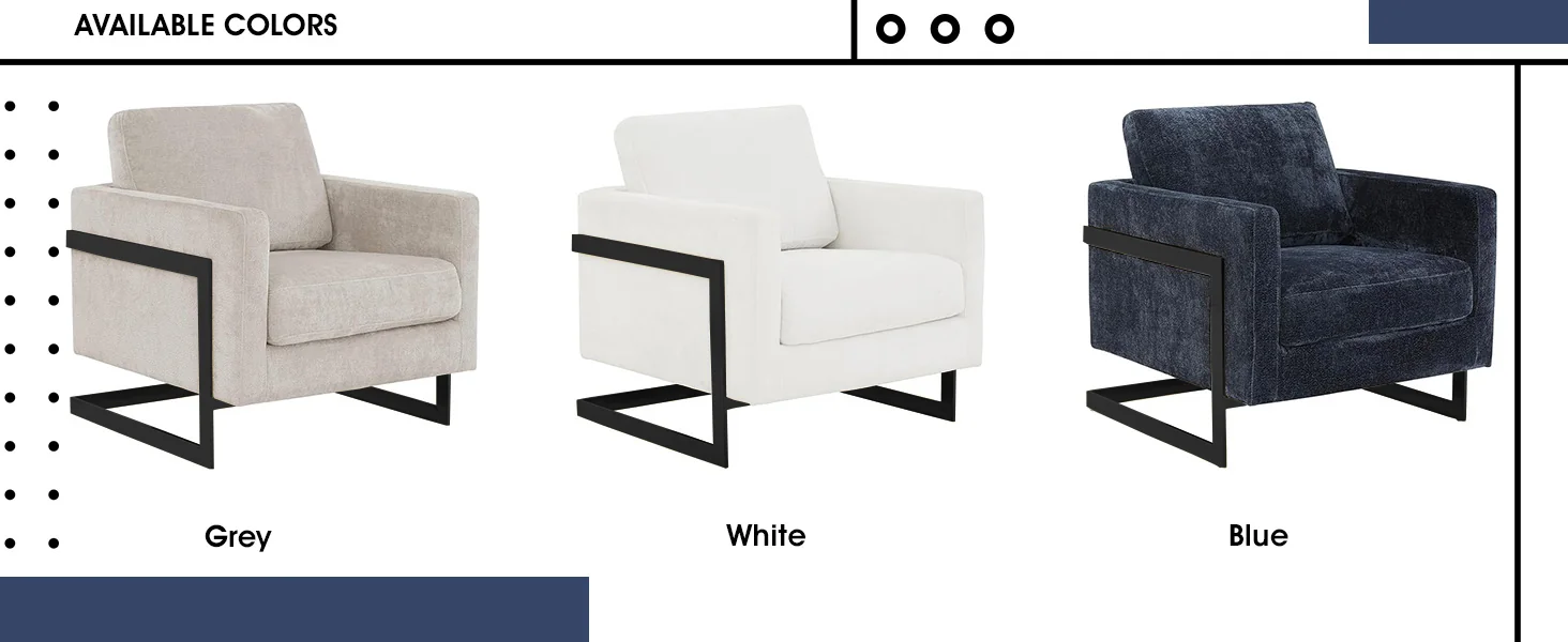 Lincoln Blue Boucle Accent Armchair With Black Frame