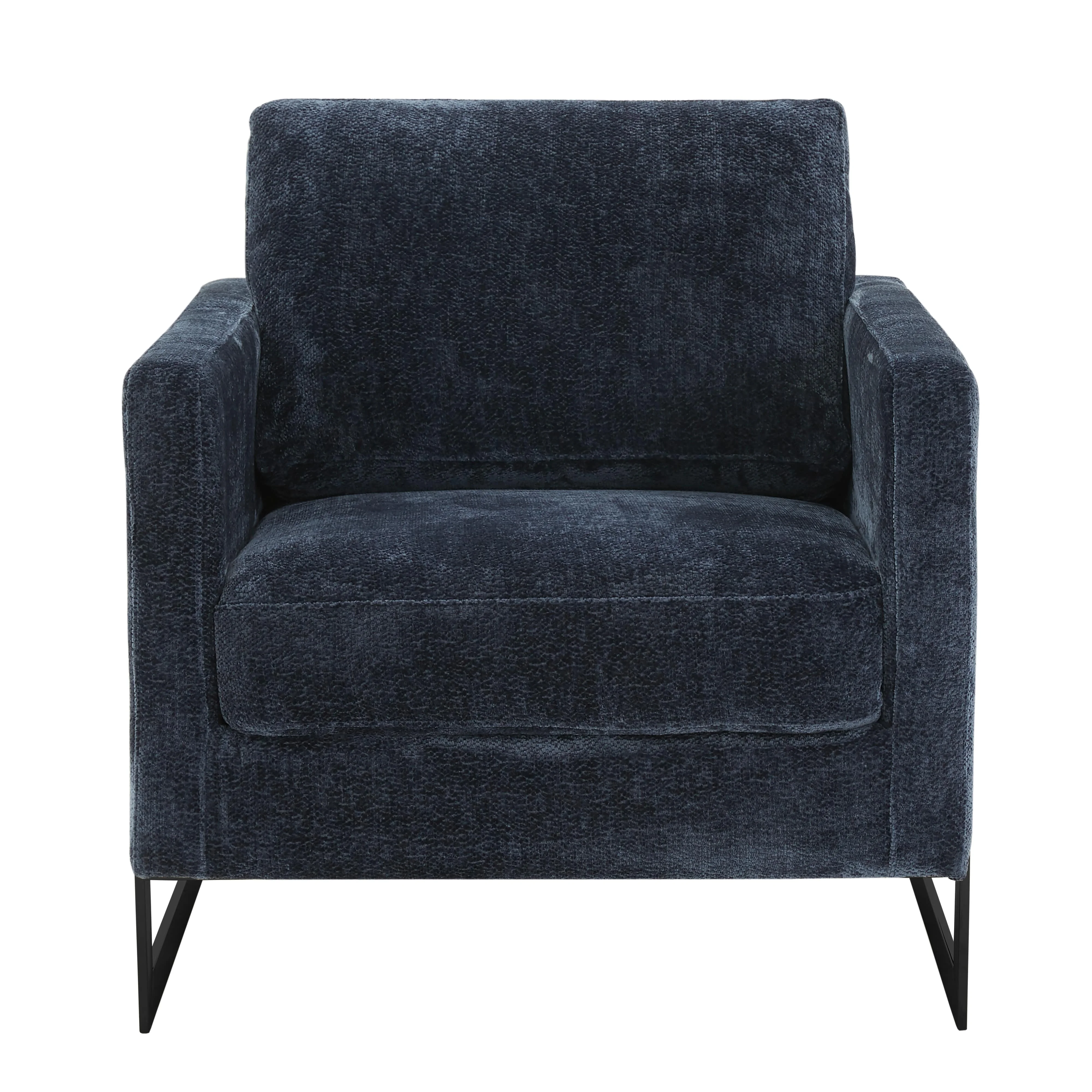 Lincoln Blue Boucle Accent Armchair With Black Frame