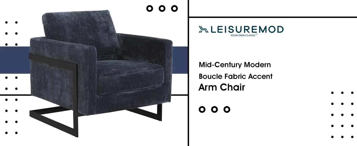 Lincoln Blue Boucle Accent Armchair With Black Frame
