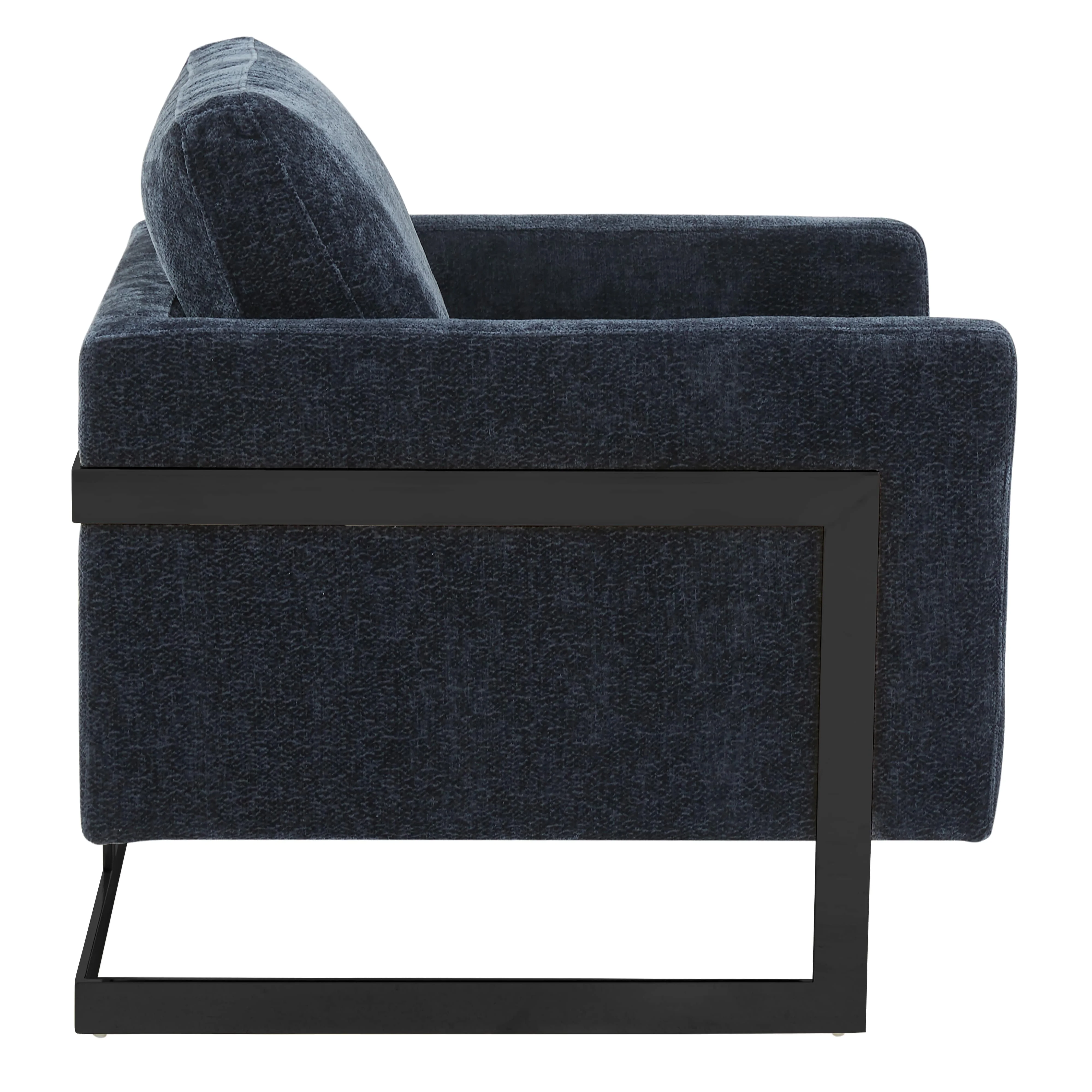 Lincoln Blue Boucle Accent Armchair With Black Frame