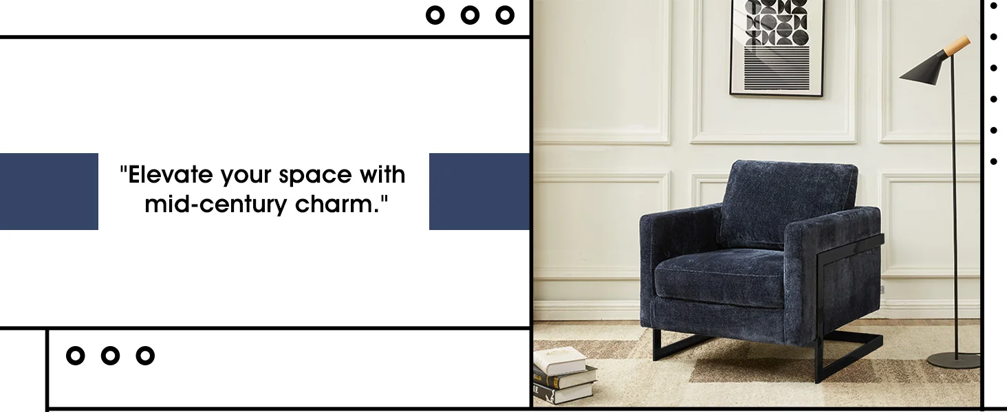 Lincoln Blue Boucle Accent Armchair With Black Frame