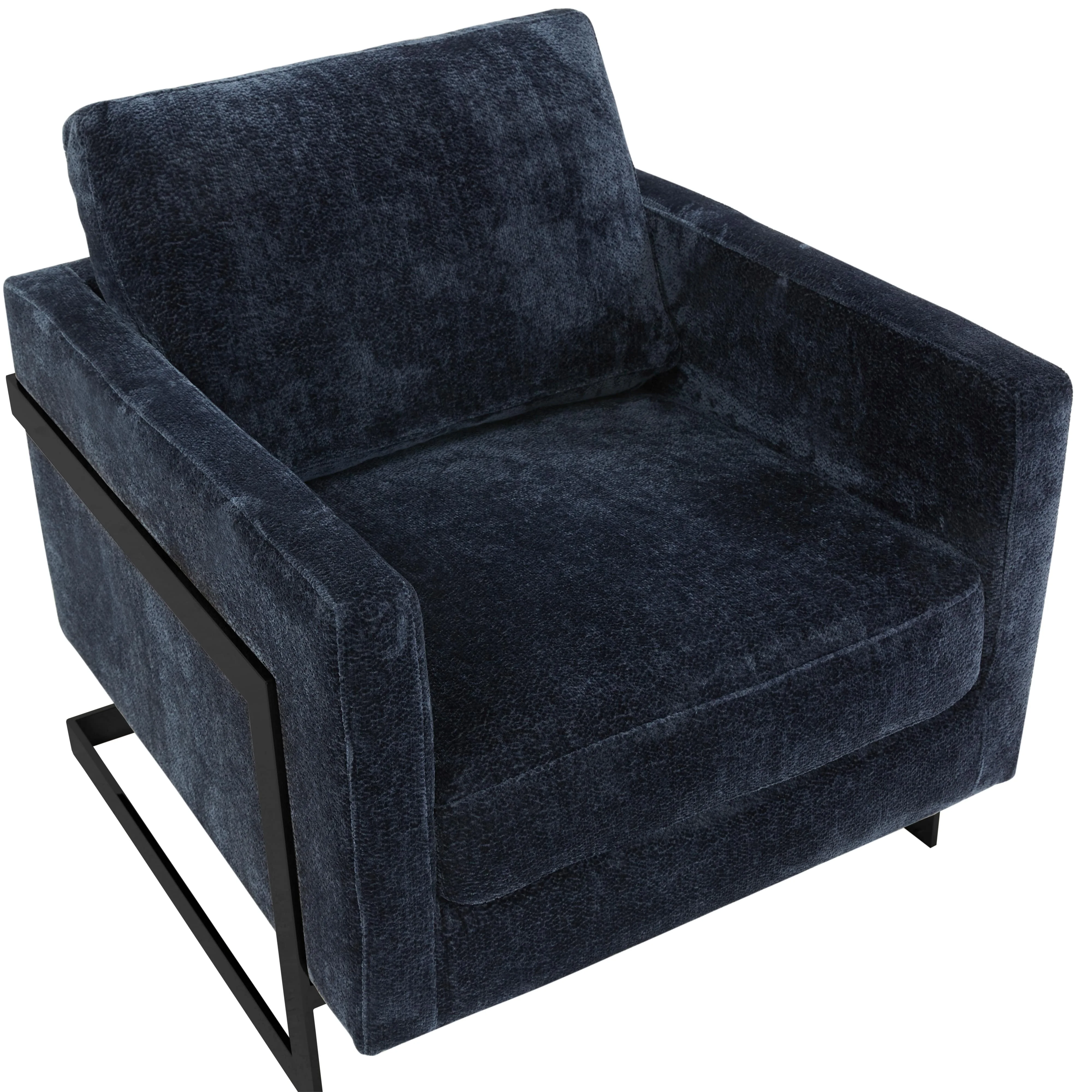 Lincoln Blue Boucle Accent Armchair With Black Frame