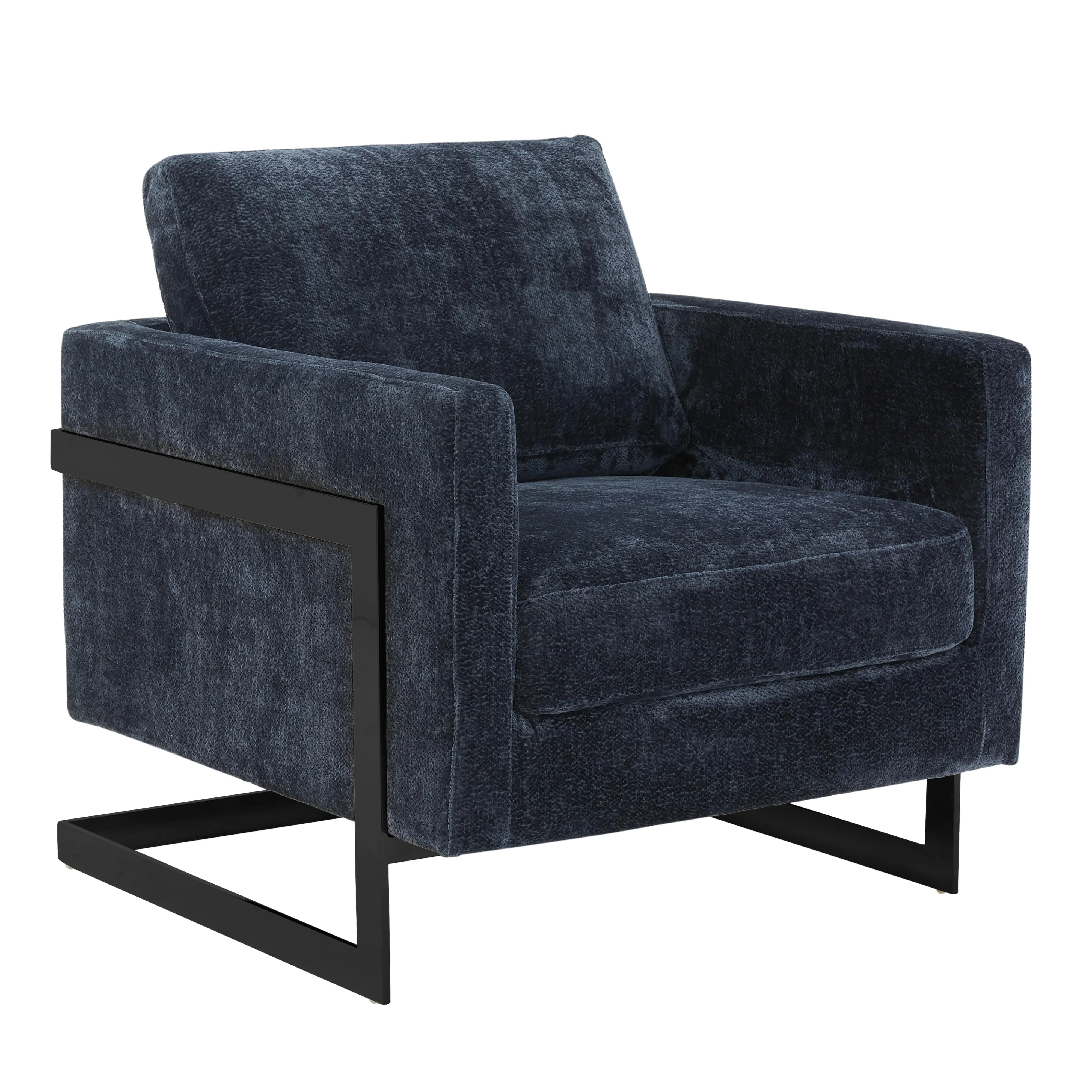 Lincoln Blue Boucle Accent Armchair With Black Frame