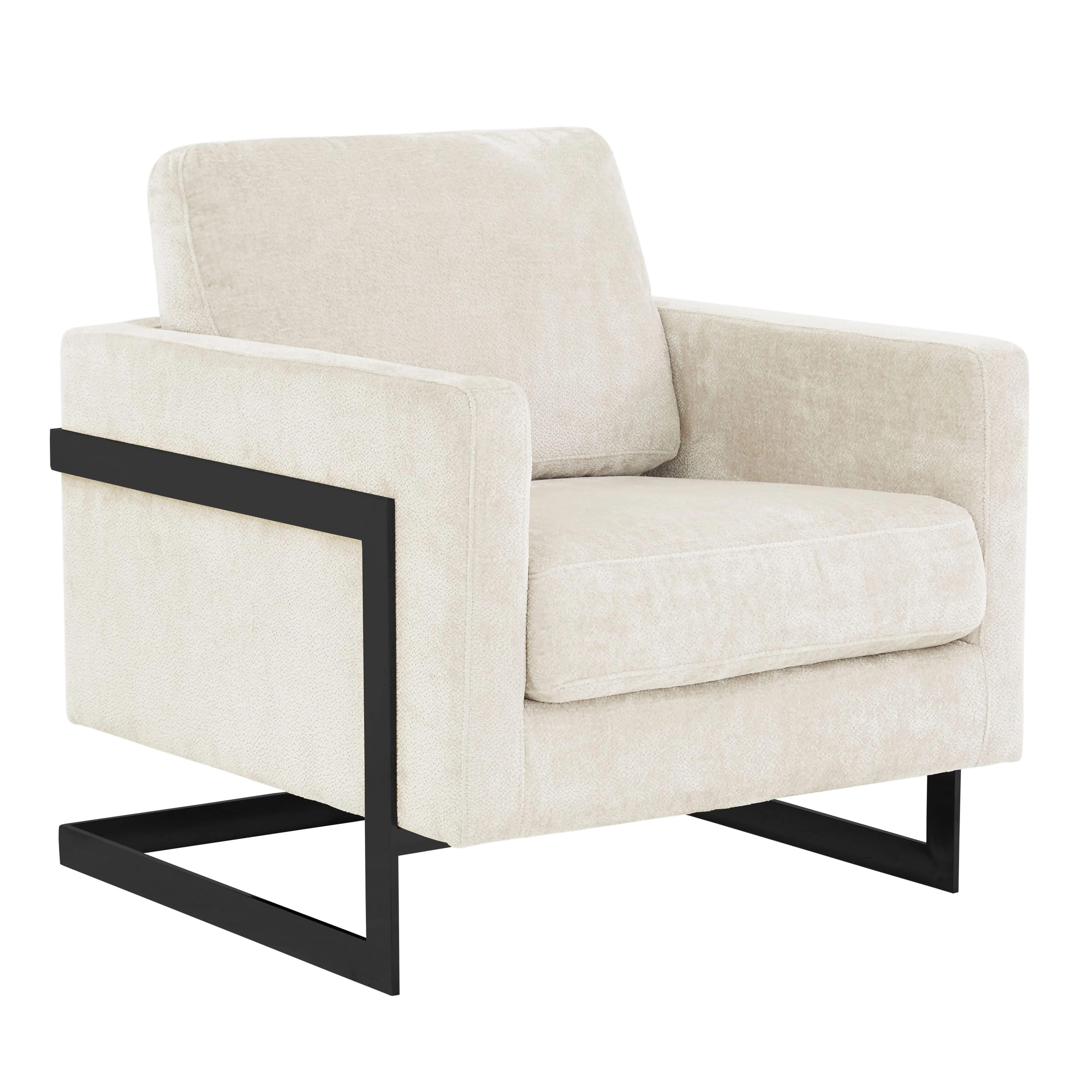 Lincoln Grey Boucle Accent Armchair With Black Frame