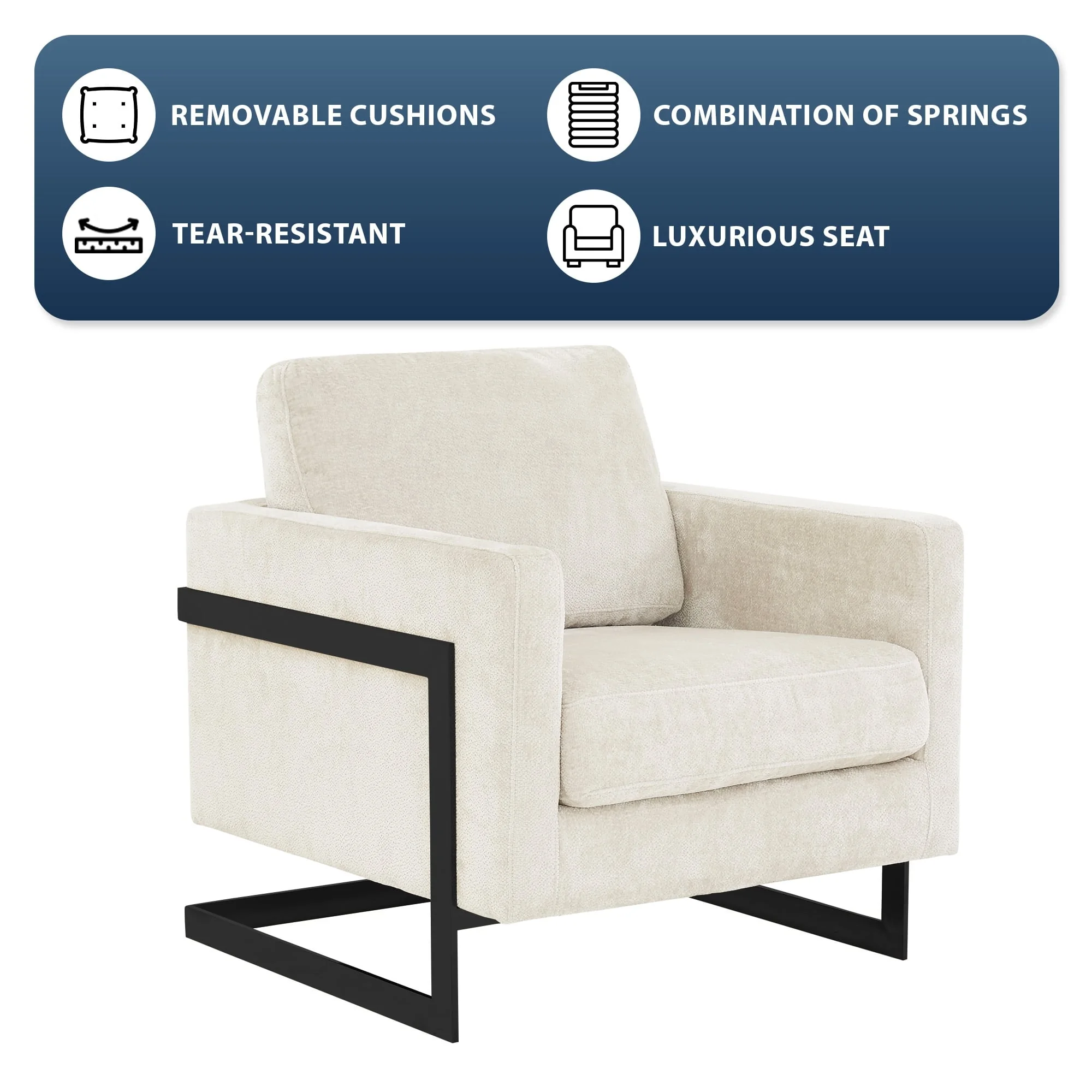 Lincoln Grey Boucle Accent Armchair With Black Frame