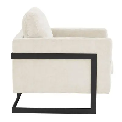 Lincoln Grey Boucle Accent Armchair With Black Frame