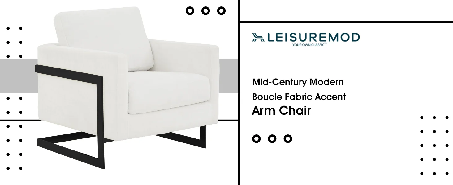 Lincoln White Boucle Accent Armchair With Black Frame