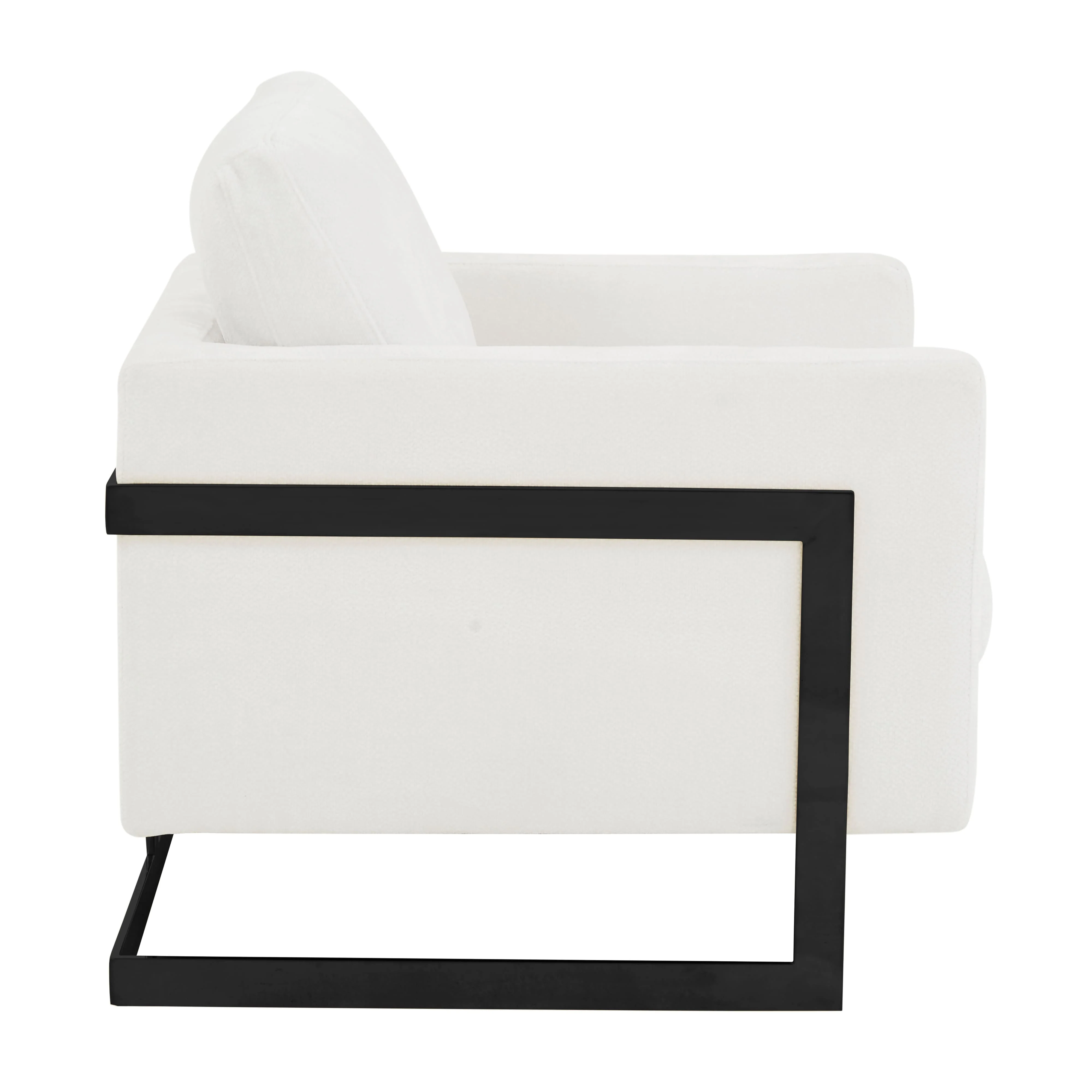 Lincoln White Boucle Accent Armchair With Black Frame