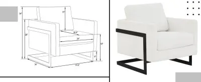 Lincoln White Boucle Accent Armchair With Black Frame