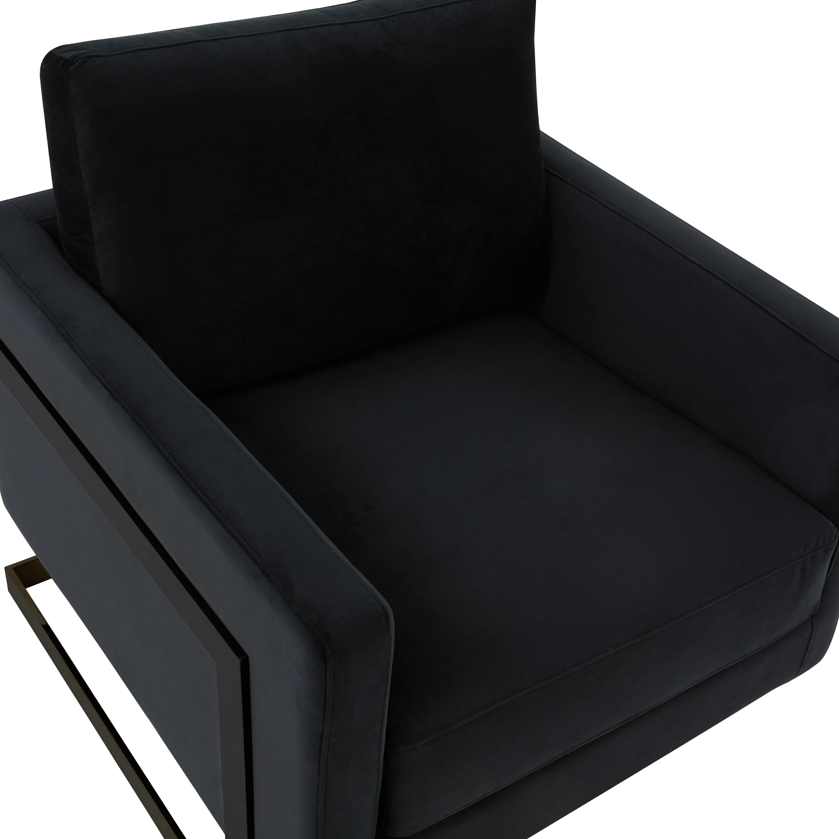 Lincoln Velvet Accent Armchair With Black Steel Frame in Light Grey