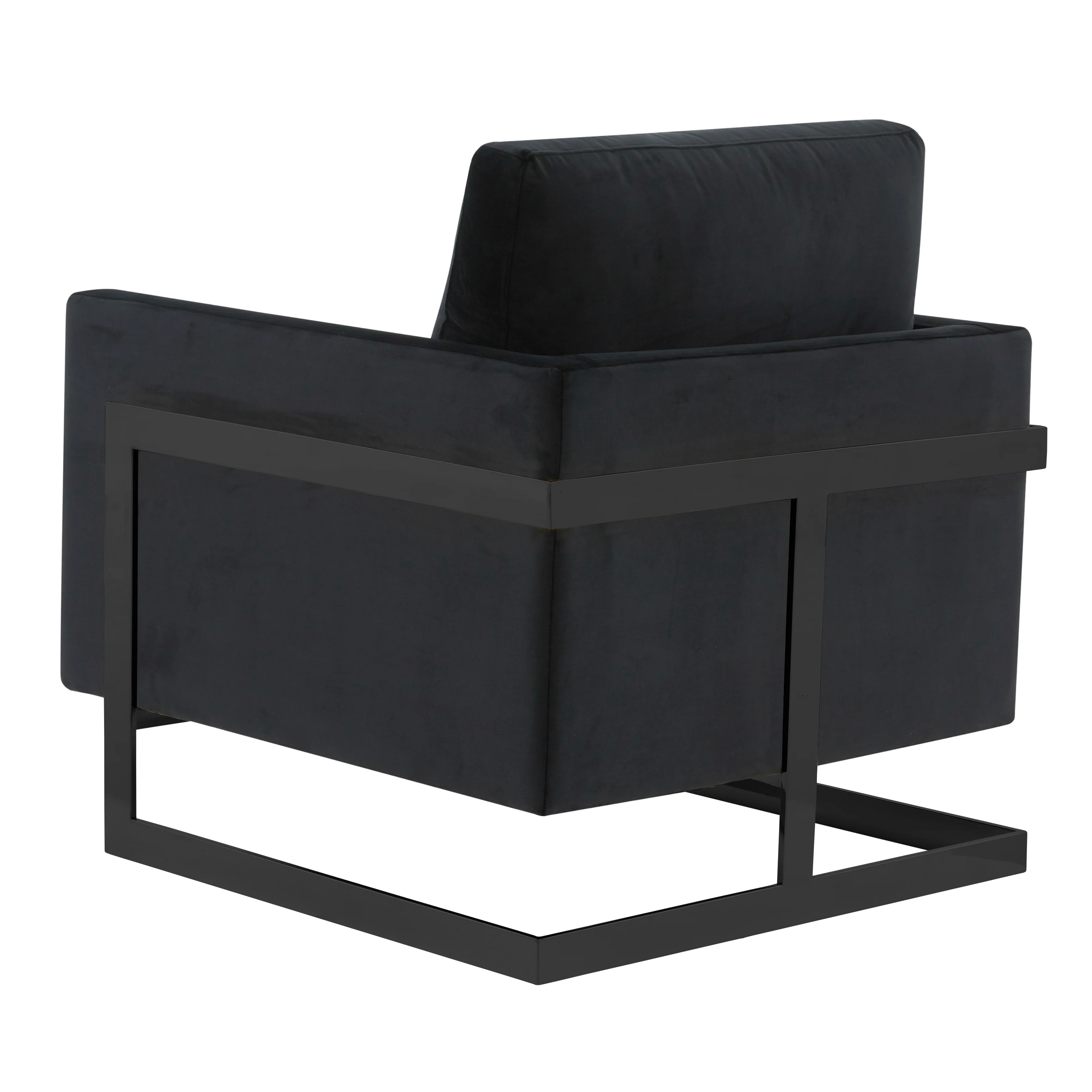 Lincoln Velvet Accent Armchair With Black Steel Frame in Light Grey