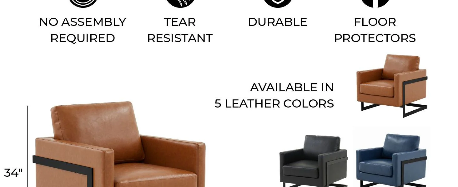 Lincoln Leather Accent Armchair With Black Frame